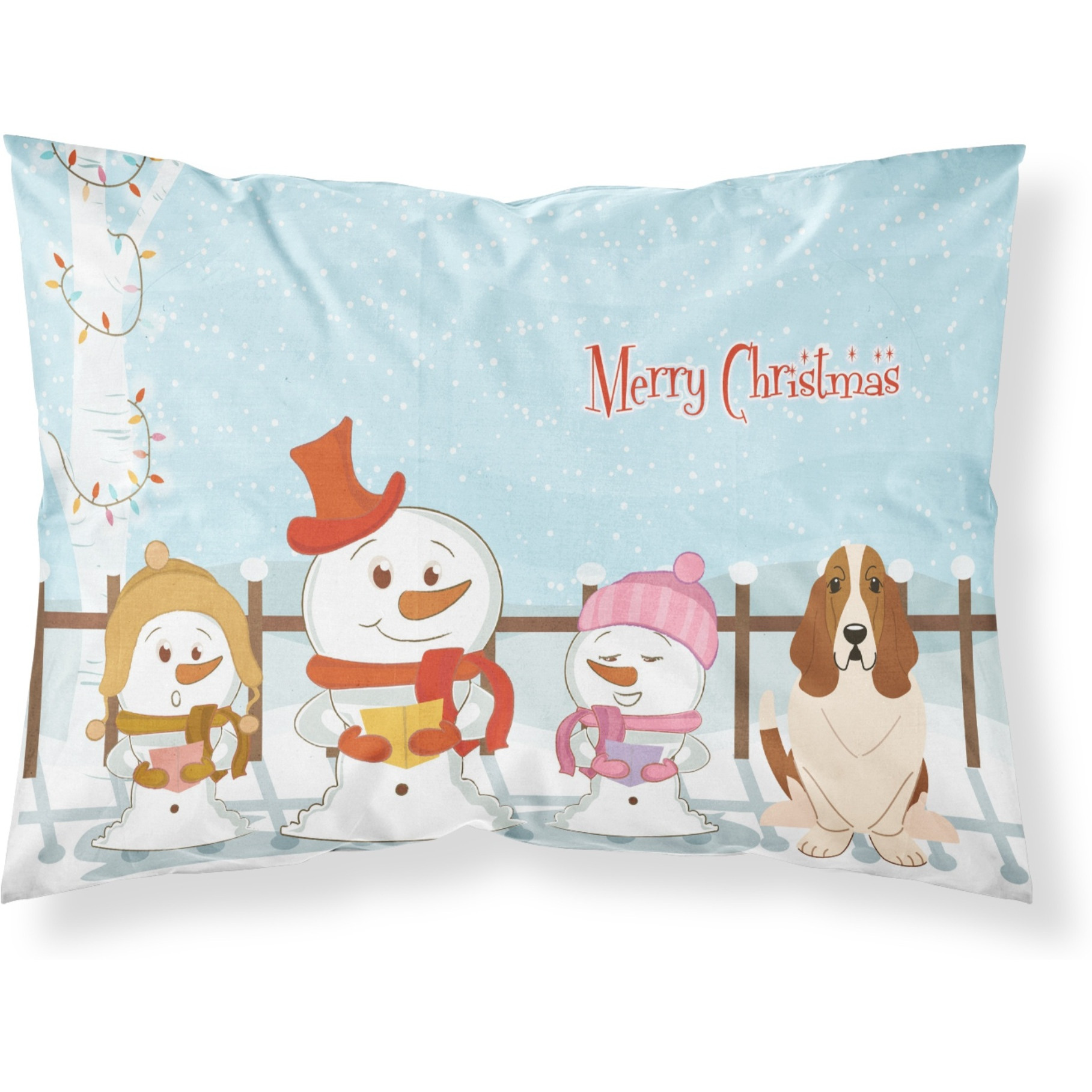 &quotCaroline's Treasures Merry Christmas Carolers Basset Hound Fabric Standard Pillowcase BB2352PILLOWCASE, Multicolor"