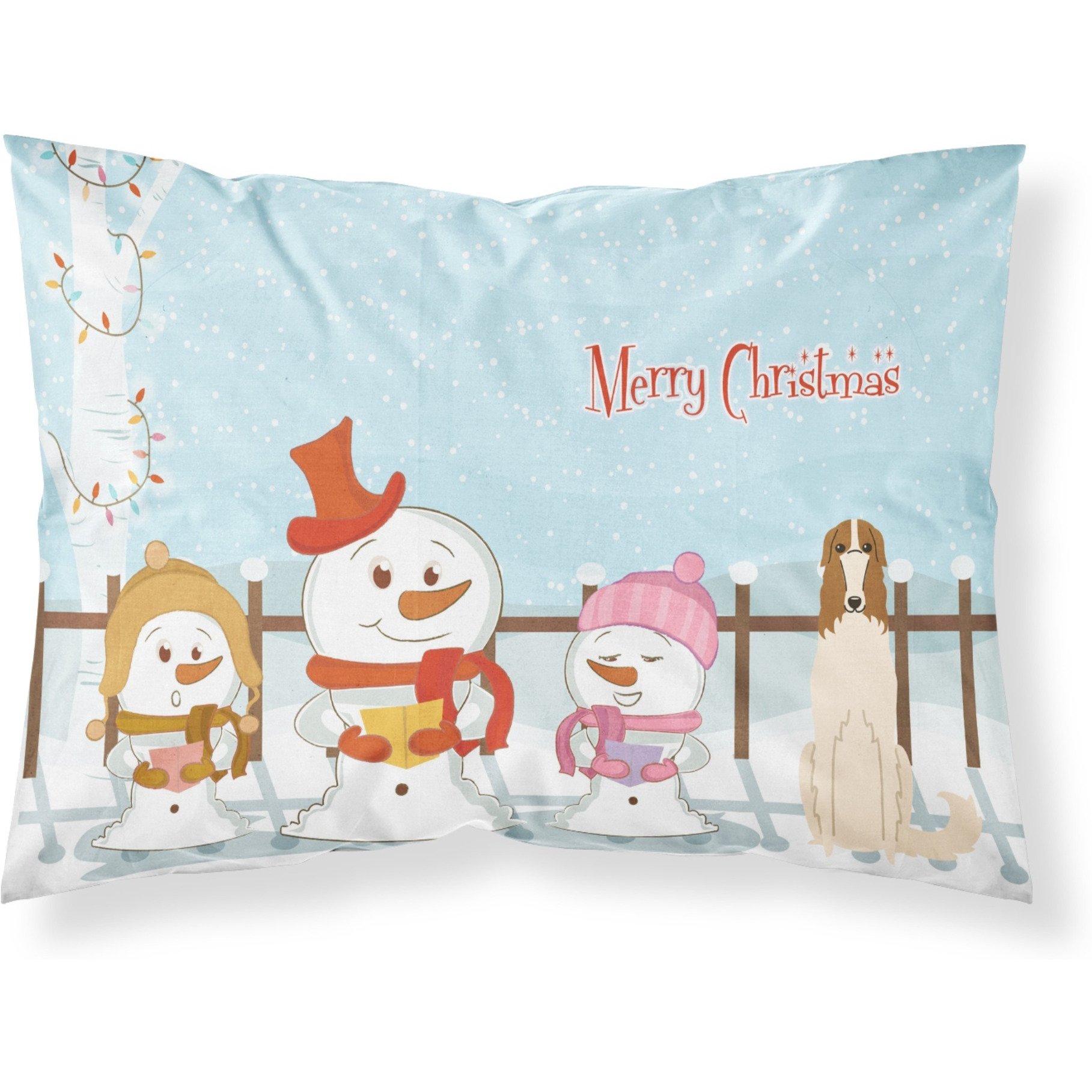 &quotCaroline's Treasures Merry Christmas Carolers Borzoi Fabric Standard Pillowcase BB2354PILLOWCASE, Multicolor"