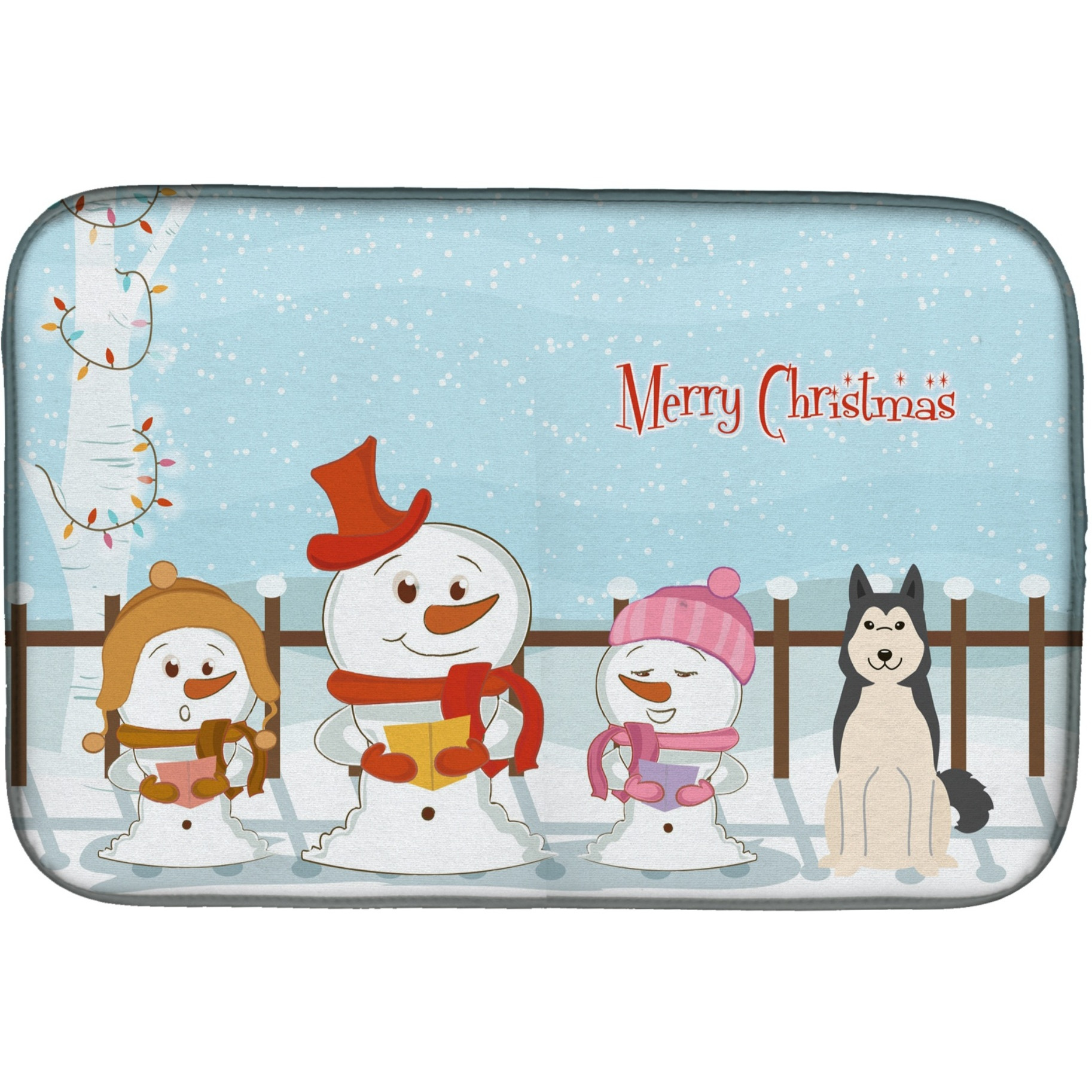 &quotCaroline's Treasures Merry Christmas Carolers West Siberian Laila Spitz Dish Drying Mat, 14"" x 21"""
