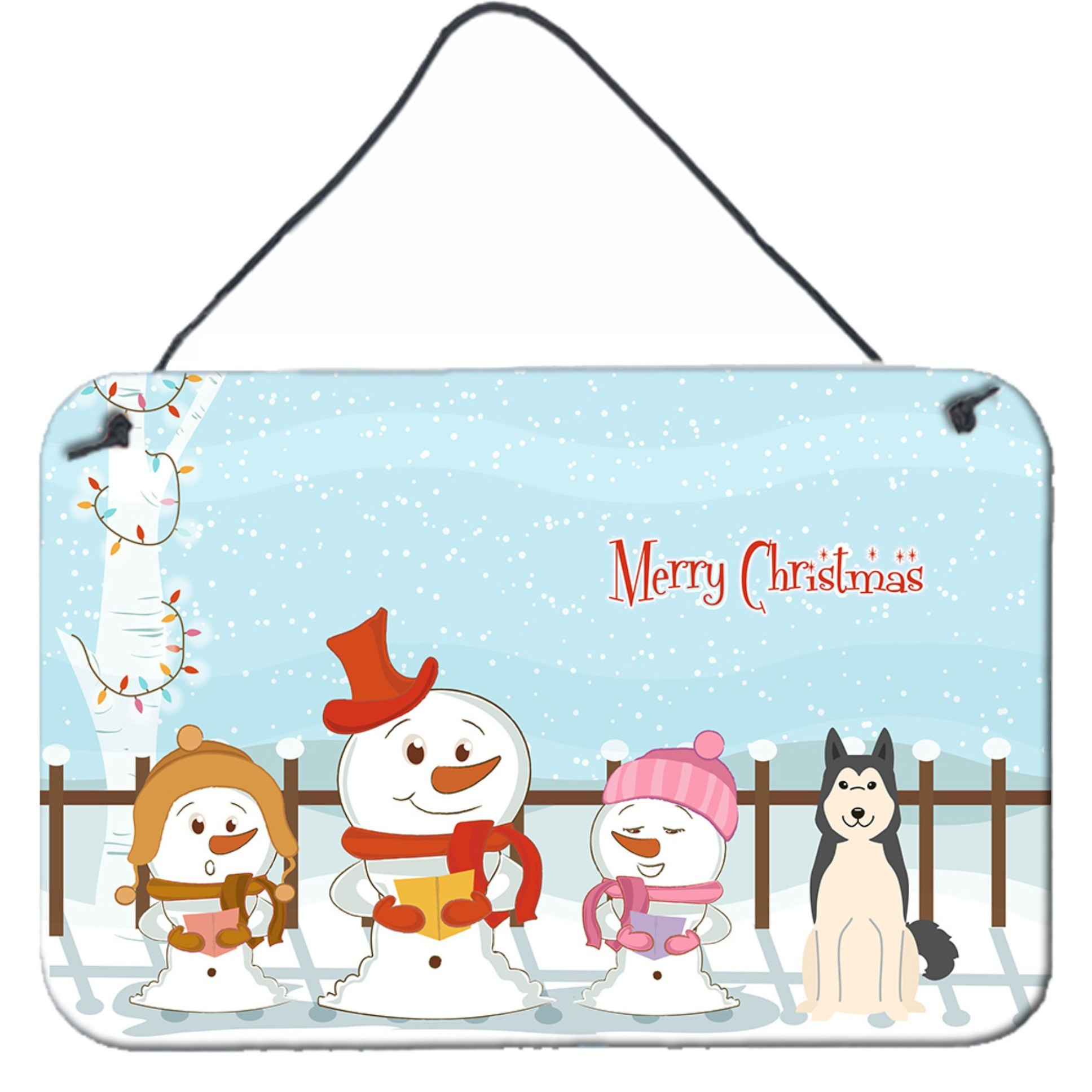 &quotCaroline's Treasures Christmas Carolers Merry West Siberian Laika Spitz Wall or Door Hanging Prints BB2356DS812, 8"" x 12"""