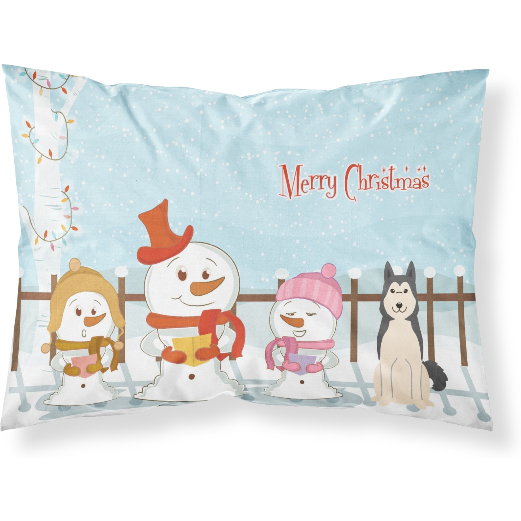 Caroline's Treasures Christmas Carolers Merry West Siberian Laika Spitz Fabric Standard Pillowcase BB2356PILLOWCASE