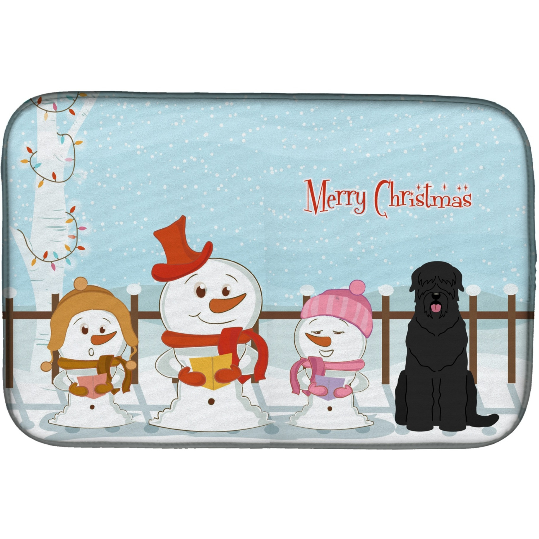&quotCaroline's Treasures Merry Christmas Carolers Black Russian Terrier Dish Drying Mat, 14"" x 21"""