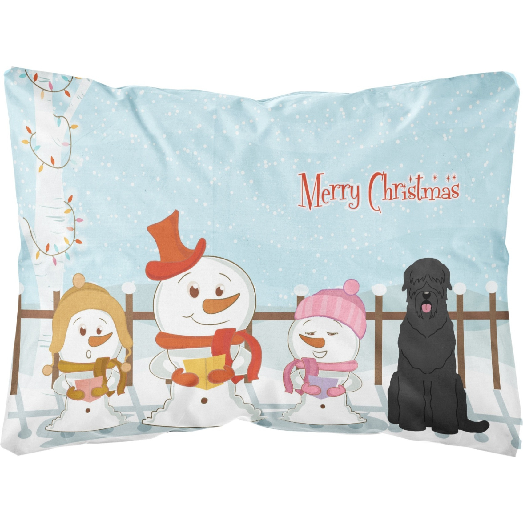 &quotCaroline's Treasures BB2357PW1216 Merry Christmas Carolers Black Russian Terrier Canvas Fabric Decorative Pillow, 12"" H x 16"" W, Multicolor"