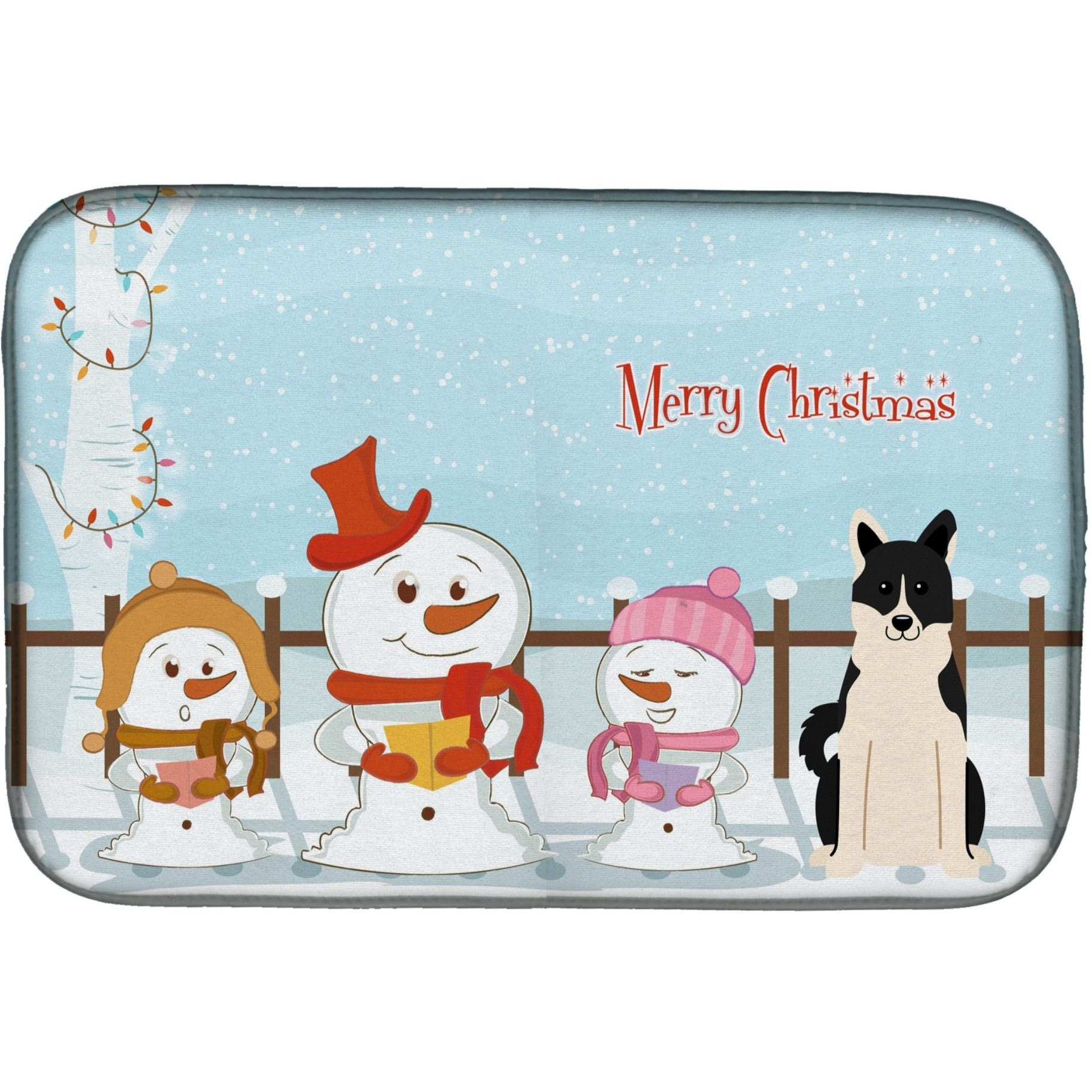 &quotCaroline's Treasures Merry Christmas Carolers Russo-European Laika Spitz Dish Drying Mat, 14"" x 21"""