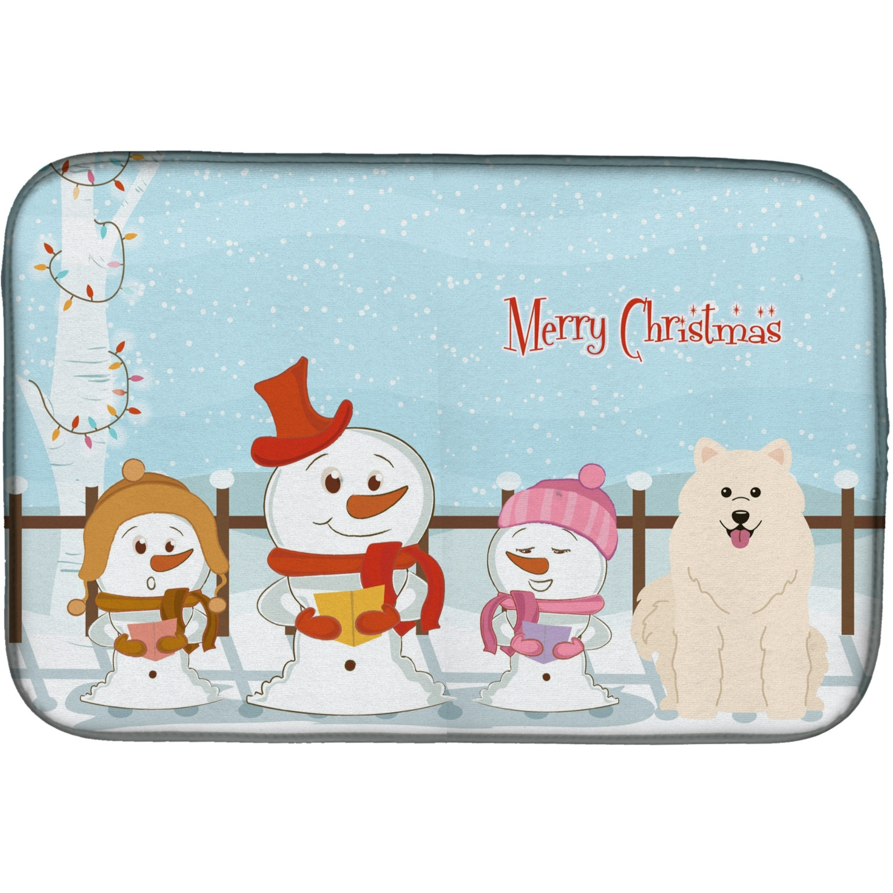 &quotCaroline's Treasures Merry Christmas Carolers Samoyed Dish Drying Mat, 14"" x 21"""