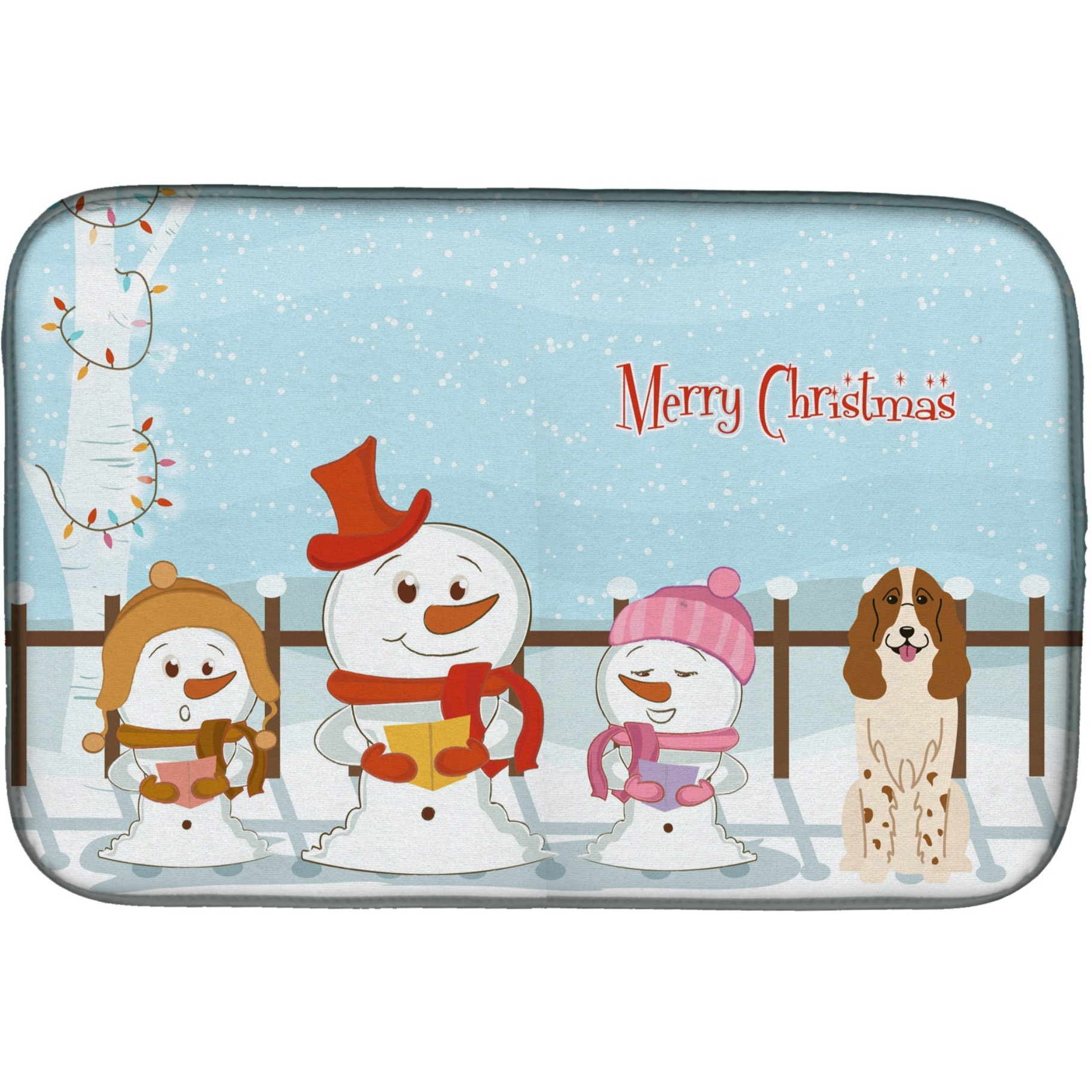 &quotCaroline's Treasures Merry Christmas Carolers Russian Spaniel Dish Drying Mat, 14"" x 21"""