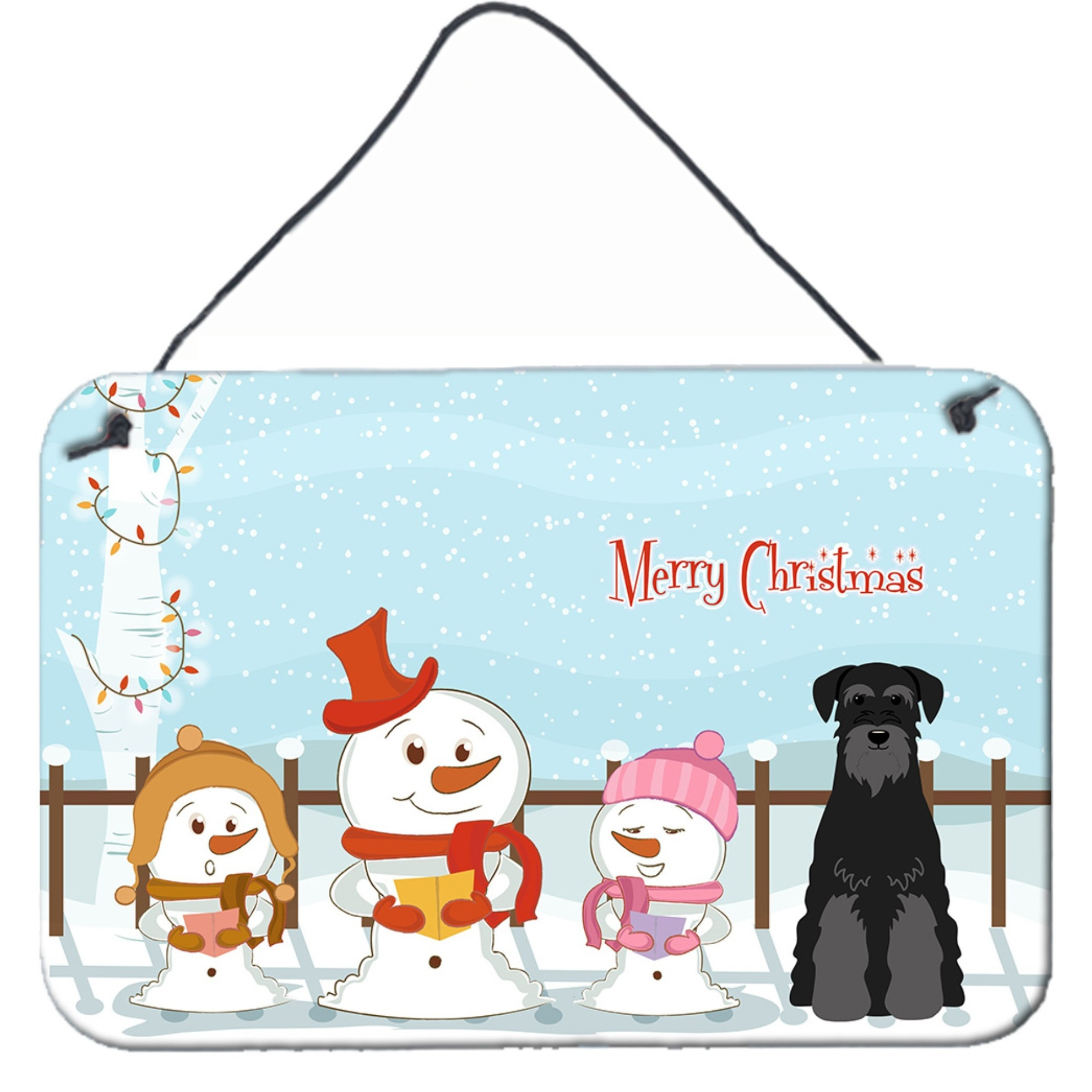 &quotCaroline's Treasures Merry Christmas Carolers Standard Schnauzer Black Wall or Door Hanging Prints BB2363DS812, 8"" x 12"", Multicolor"