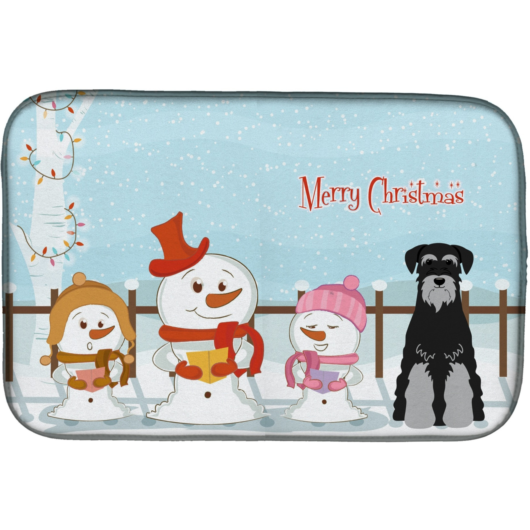 &quotCaroline's Treasures Merry Christmas Carolers Standard Schnauzer Black Grey Dish Drying Mat, 14"" x 21"""