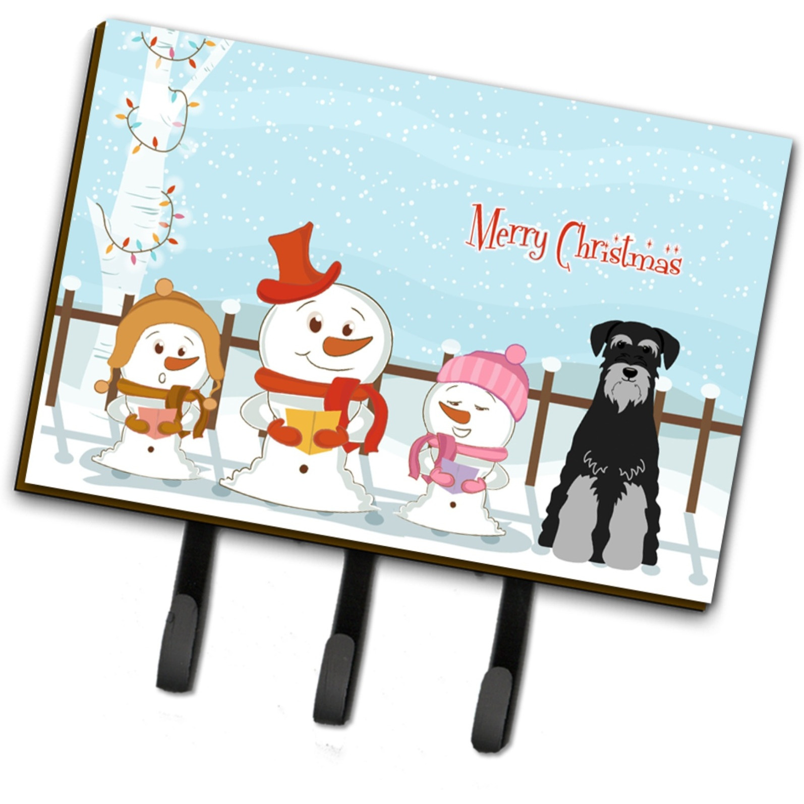 &quotCaroline's Treasures Christmas Carolers Merry Standard Schnauzer Black Grey Leash or Key Holder BB2365TH68, Triple"