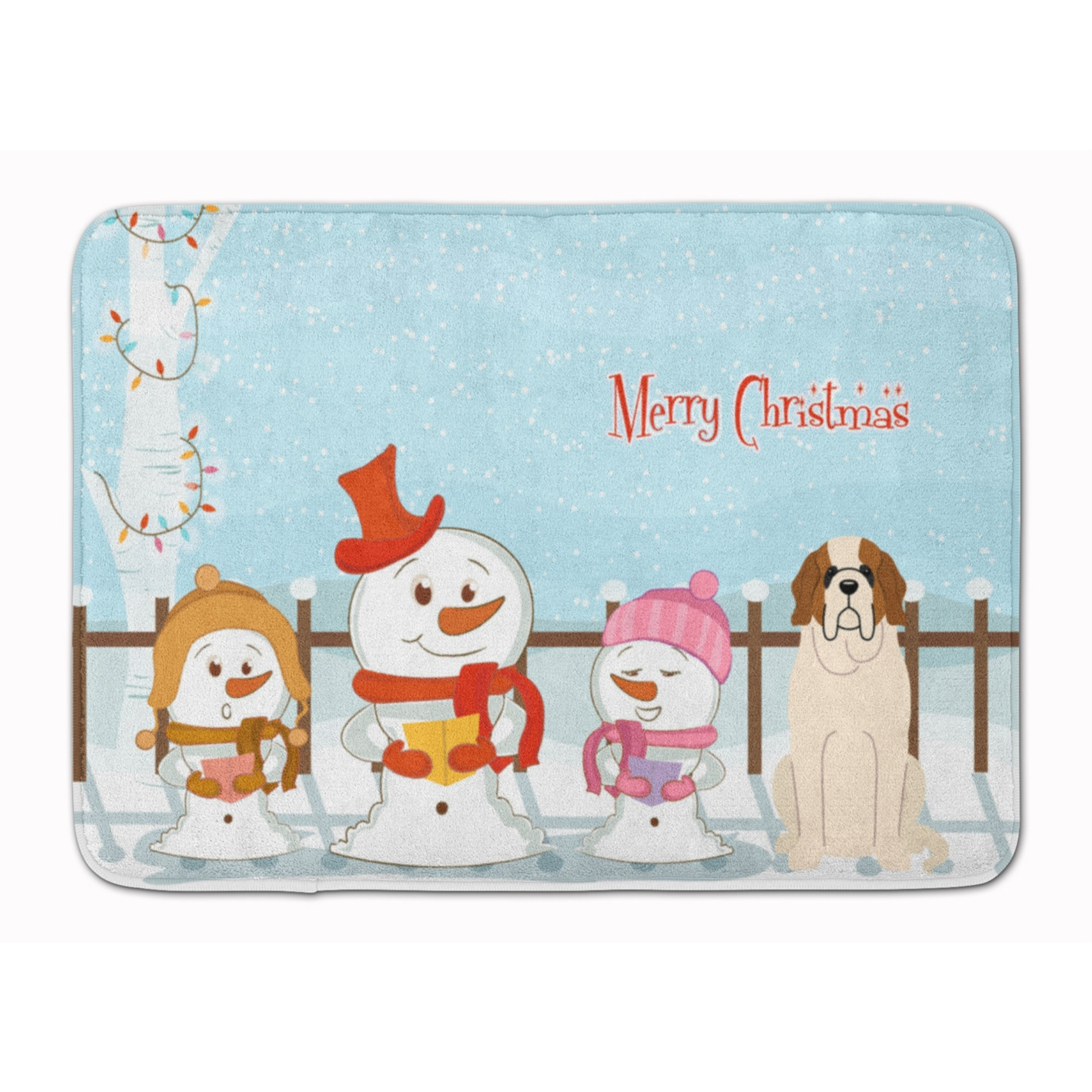 &quotCaroline's Treasures Merry Christmas Carolers Saint Bernard Floor Mat, 19"" x 27"", Multicolor"