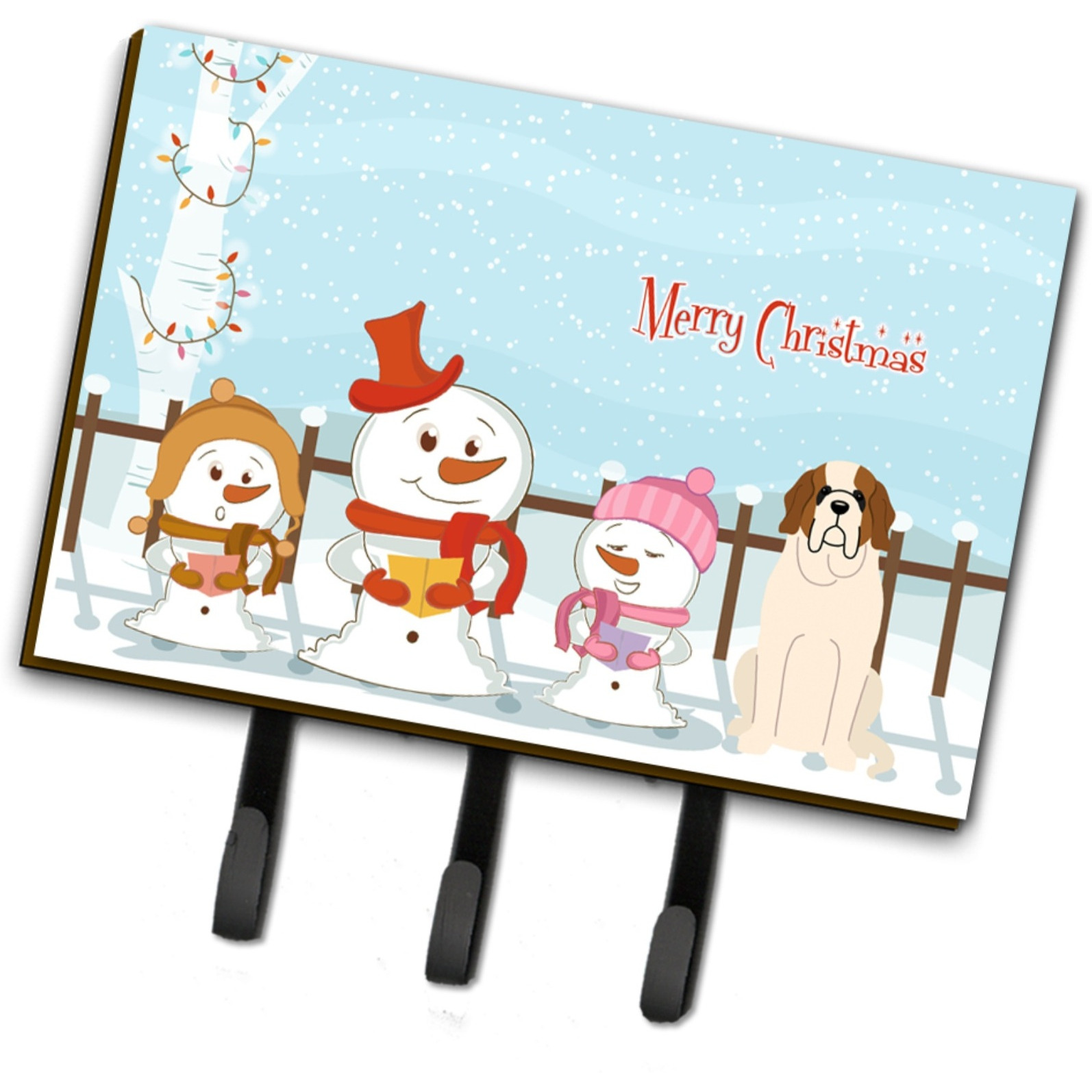 &quotCaroline's Treasures Christmas Carolers Merry Saint Bernard Leash or Key Holder BB2366TH68, Triple"
