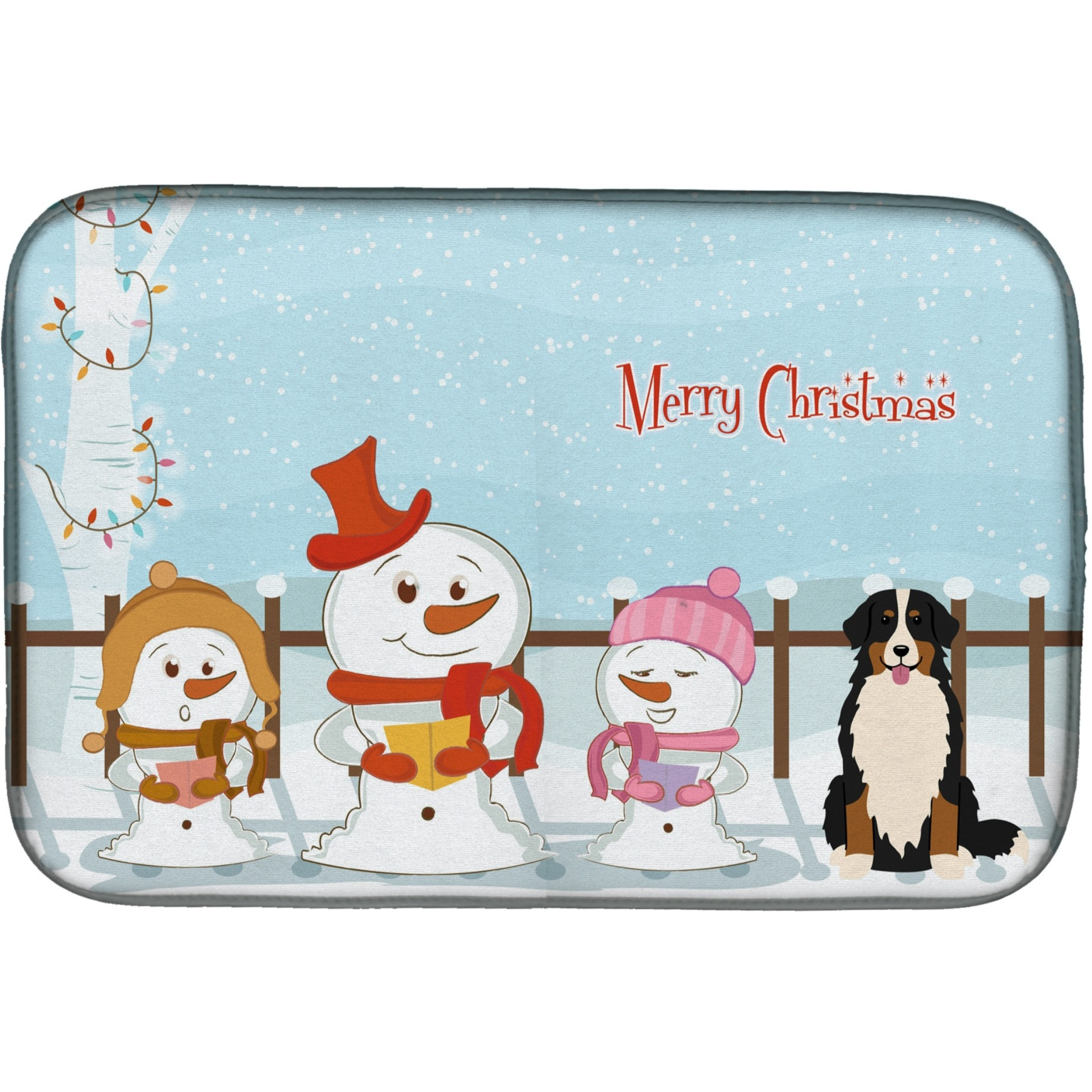 &quotCaroline's Treasures Merry Christmas Carolers Bernese Mountain Dog Dish Drying Mat, 14 x 21"