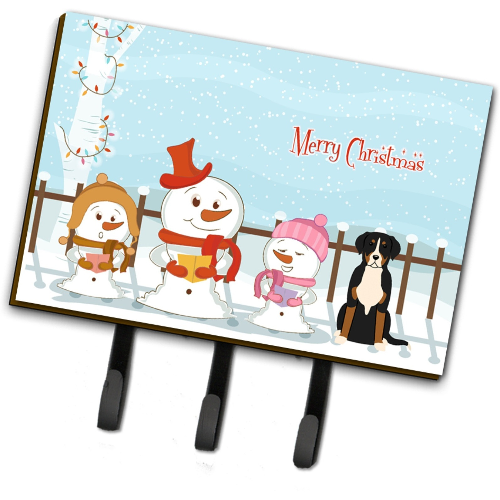 &quotCaroline's Treasures Merry Christmas Carolers Greater Swiss Mountain Dog Leash or Key Holder BB2368TH68, Triple, Multicolor"
