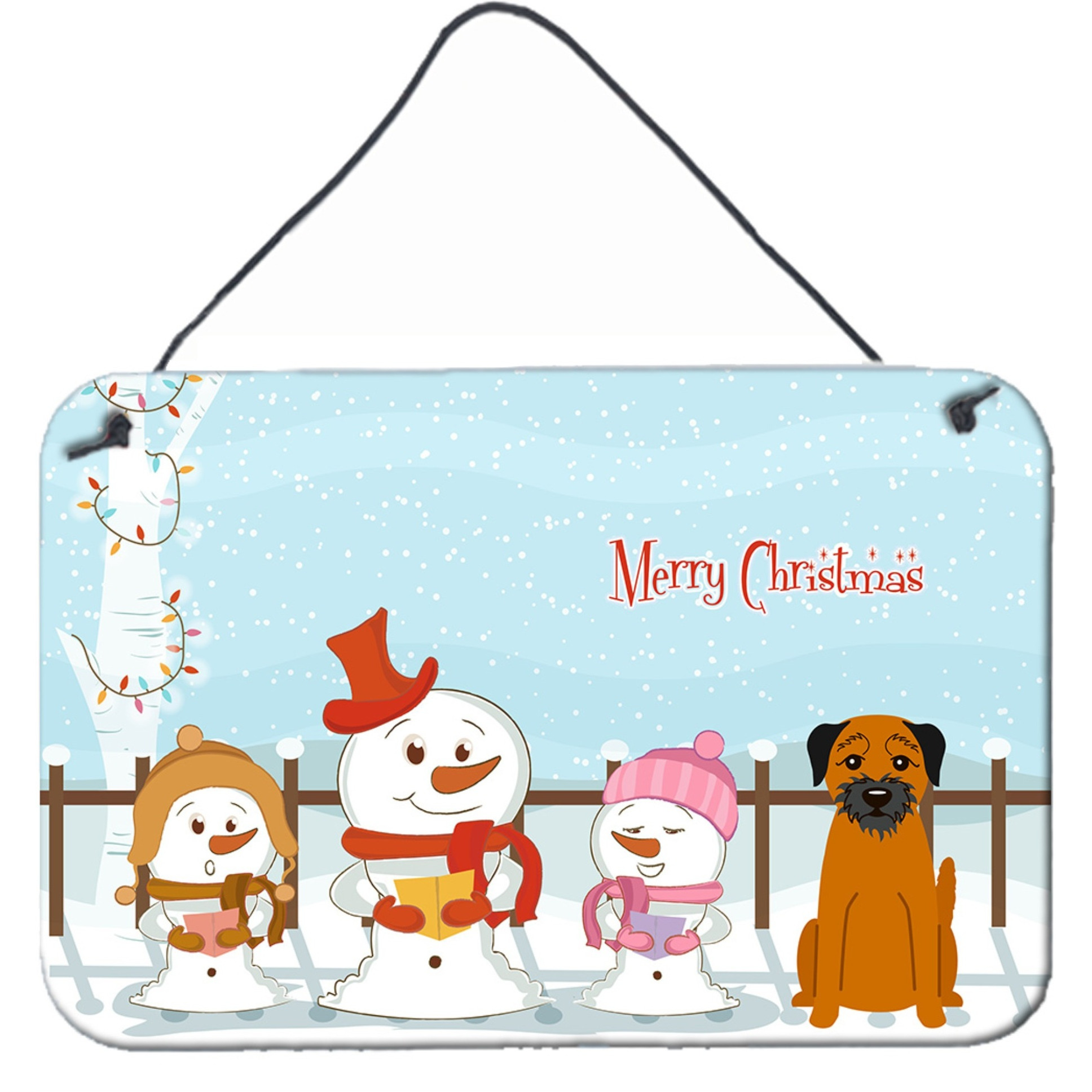 &quotCaroline's Treasures Merry Christmas Carolers Border Terrier Wall or Door Hanging Prints BB2370DS812, 8"" x 12"", Multicolor"