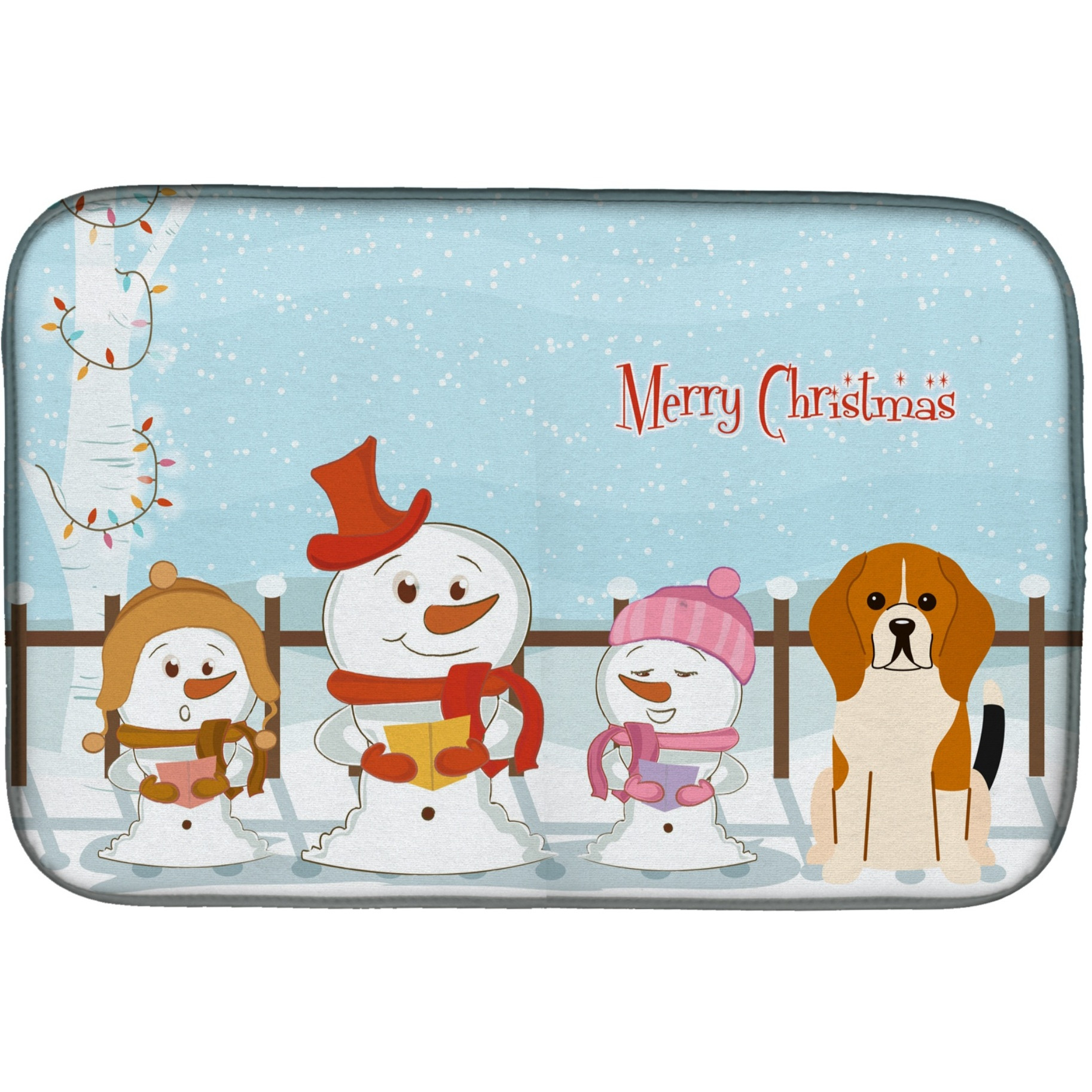 &quotCaroline's Treasures Merry Christmas Carolers Beagle Dish Drying Mat, 14"" x 21"""