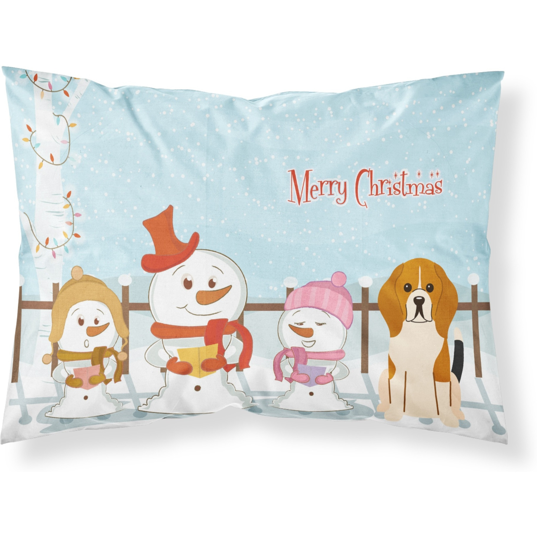 &quotCaroline's Treasures Merry Christmas Carolers Beagle Tricolor Fabric Standard Pillowcase BB2371PILLOWCASE, Multicolor"