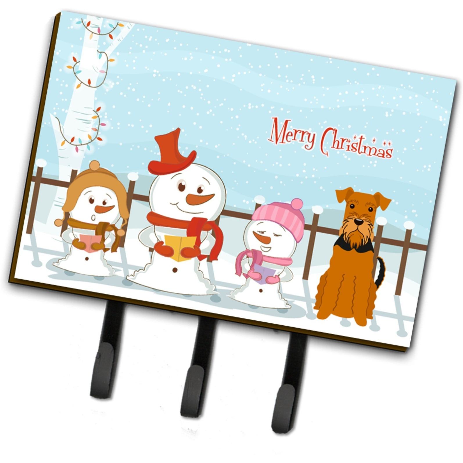 &quotCaroline's Treasures Christmas Carolers Merry Airedale Leash or Key Holder BB2372TH68, Triple"