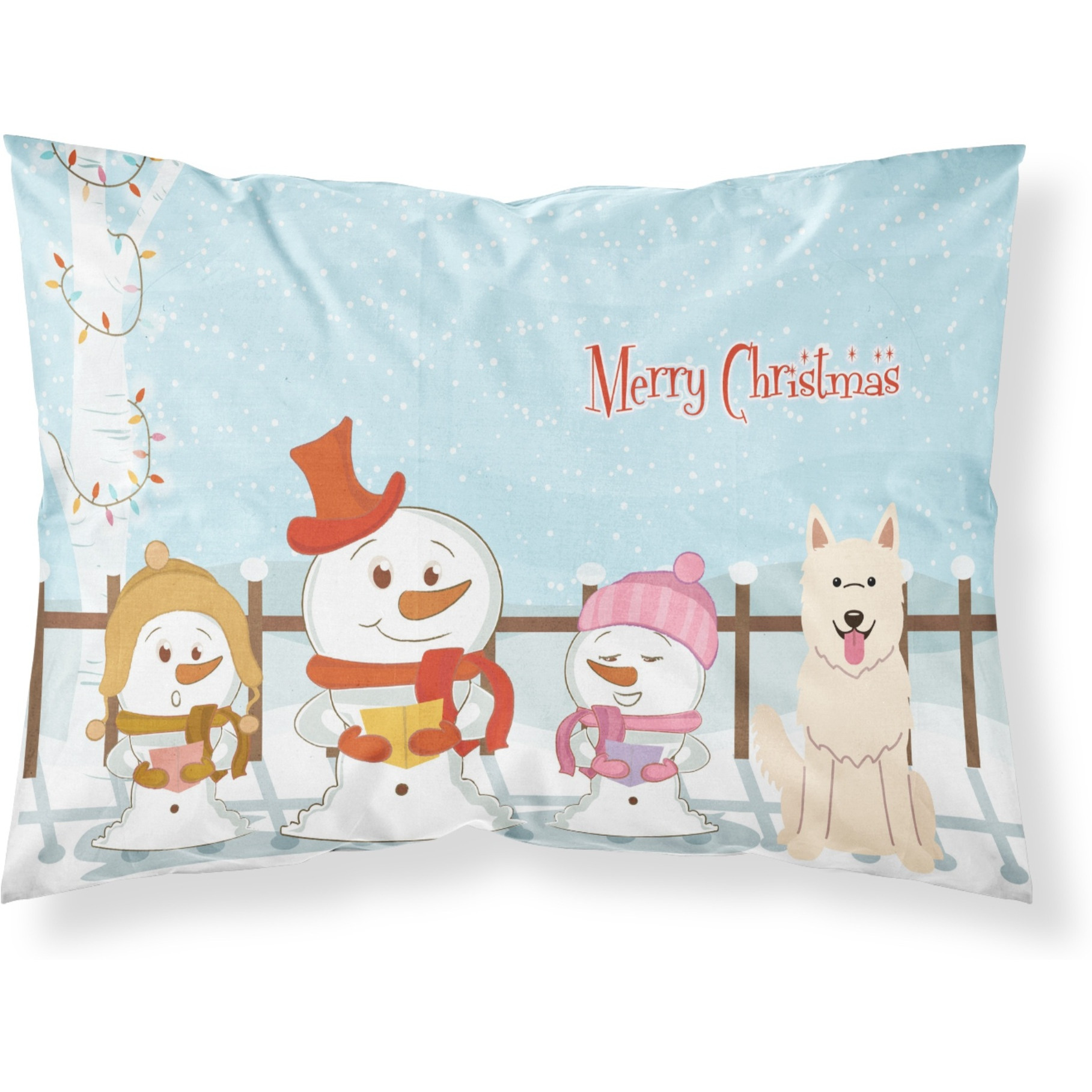 &quotCaroline's Treasures Merry Christmas Carolers White German Shepherd Fabric Standard Pillowcase BB2376PILLOWCASE, Multicolor"