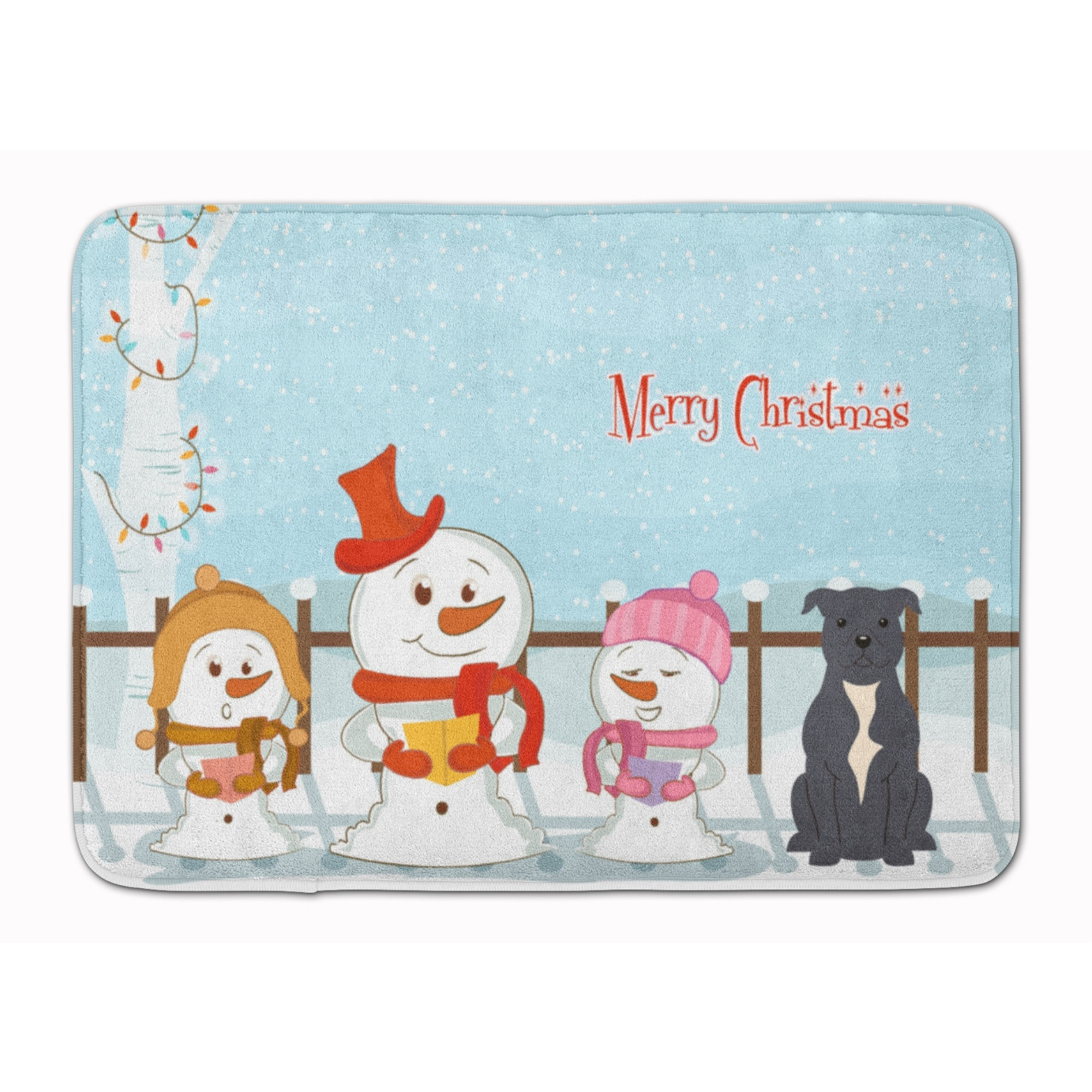 &quotCaroline's Treasures Christmas Staffordshire Bull Terrier Floor Mat, 19"" x 27"", Multicolor"