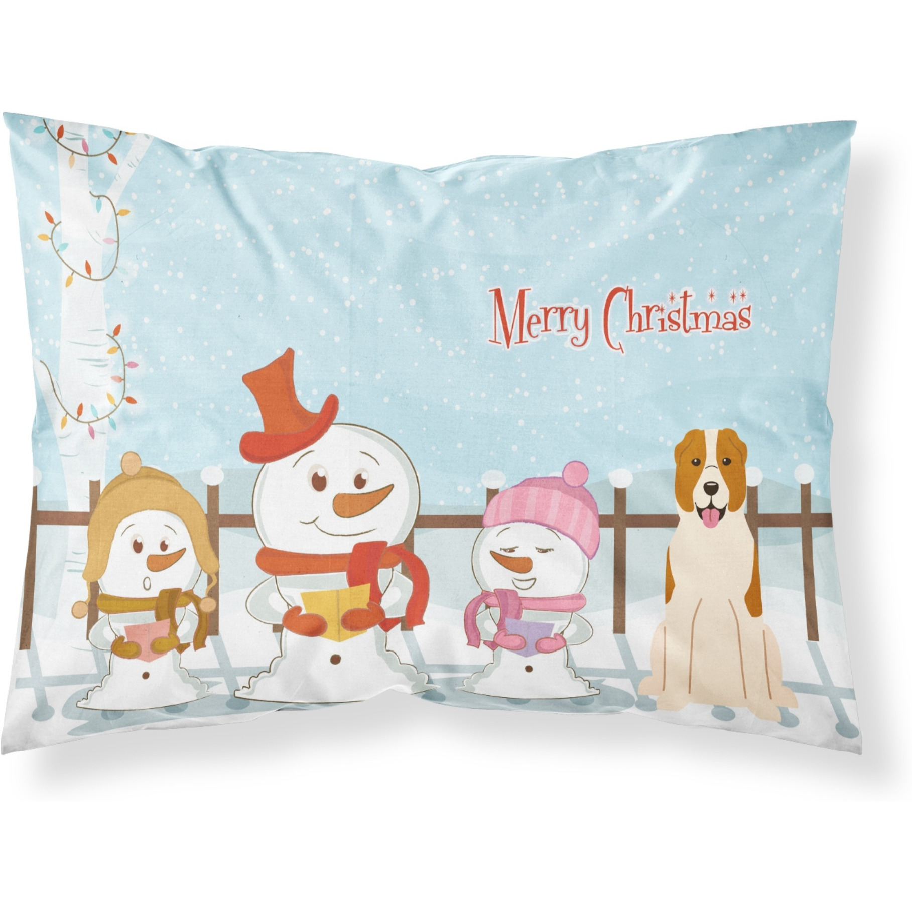 &quotCaroline's Treasures Merry Christmas Carolers Central Asian Shepherd Dog Fabric Standard Pillowcase BB2380PILLOWCASE, Multicolor"