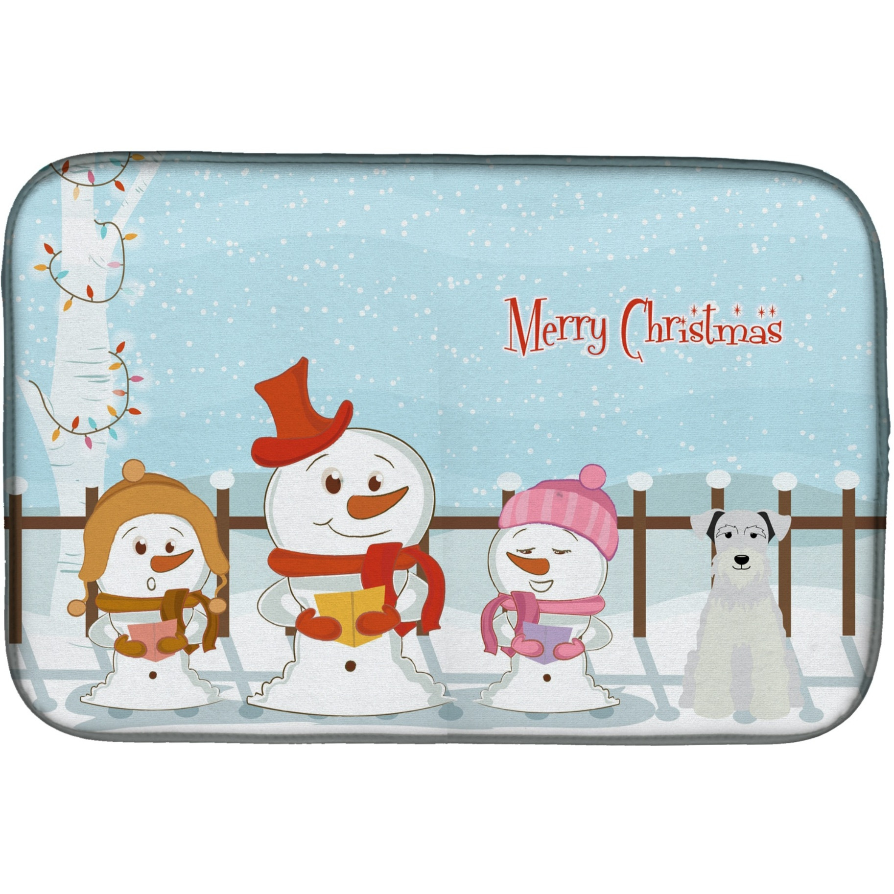 &quotCaroline's Treasures Merry Christmas Carolers Miniature Schanuzer White Dish Drying Mat, 14 x 21"