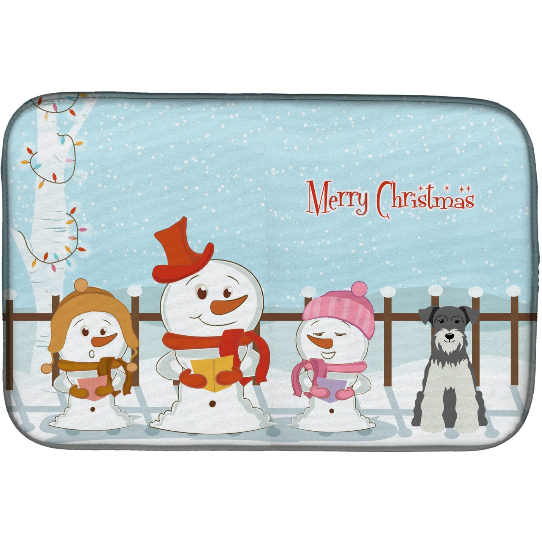&quotCaroline's Treasures Merry Christmas Carolers Miniature Schnauzer Salt and Pepper Dish Drying Mat, 14 x 21"
