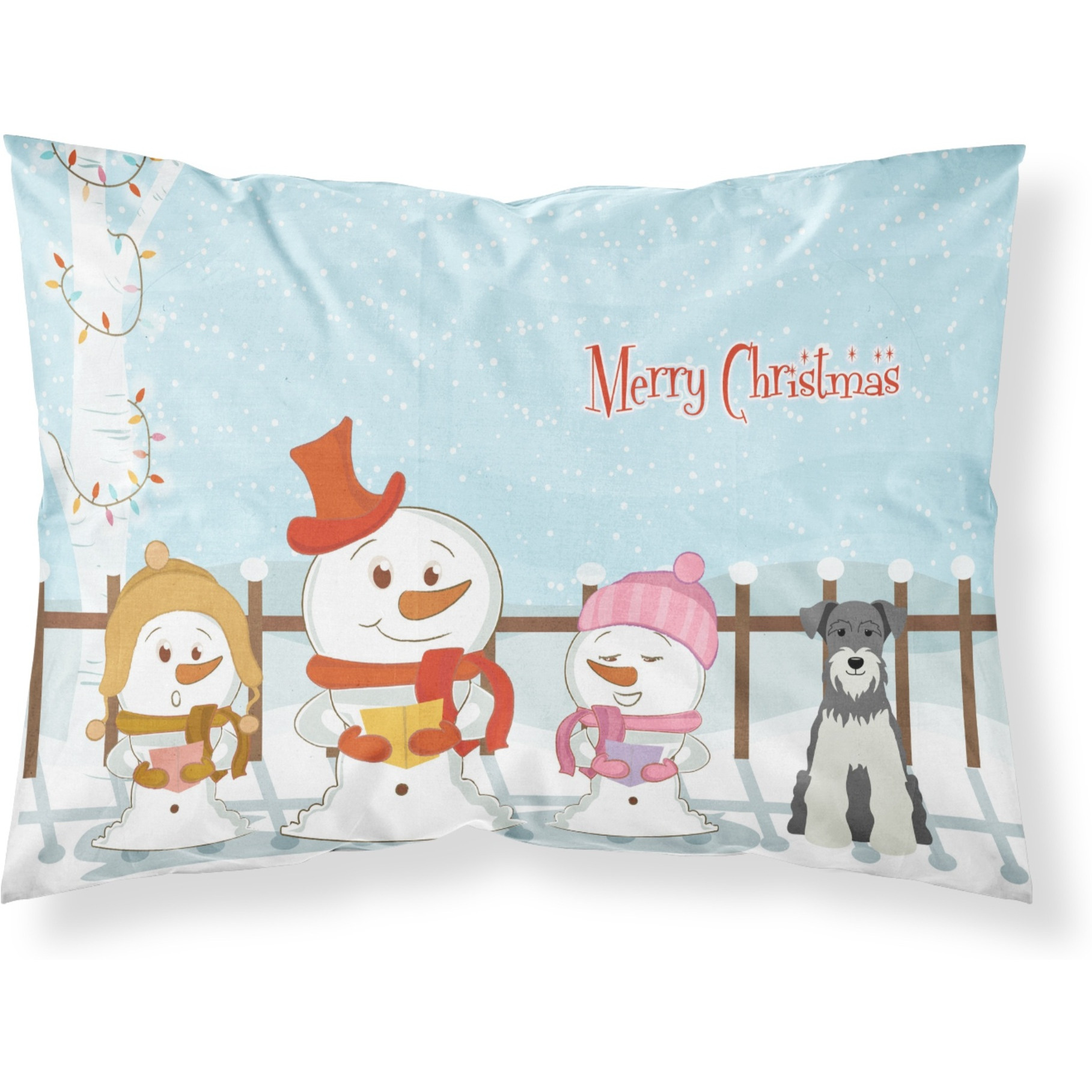 Caroline's Treasures Christmas Carolers Merry Miniature Schanuzer Salt and Pepper Fabric Standard Pillowcase BB2385PILLOWCASE