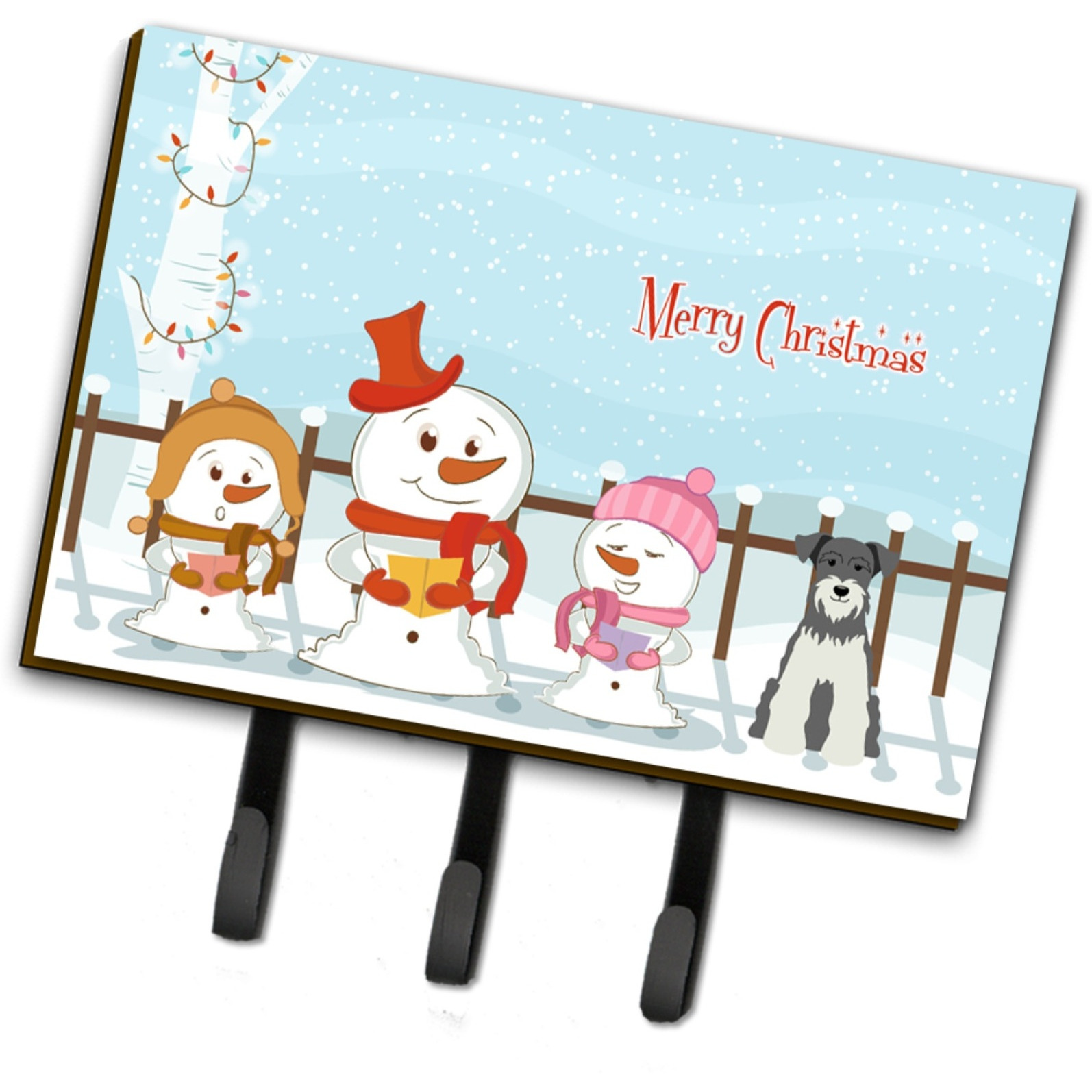 &quotCaroline's Treasures Christmas Carolers Merry Miniature Schanuzer Salt and Pepper Leash or Key Holder BB2385TH68, Triple"