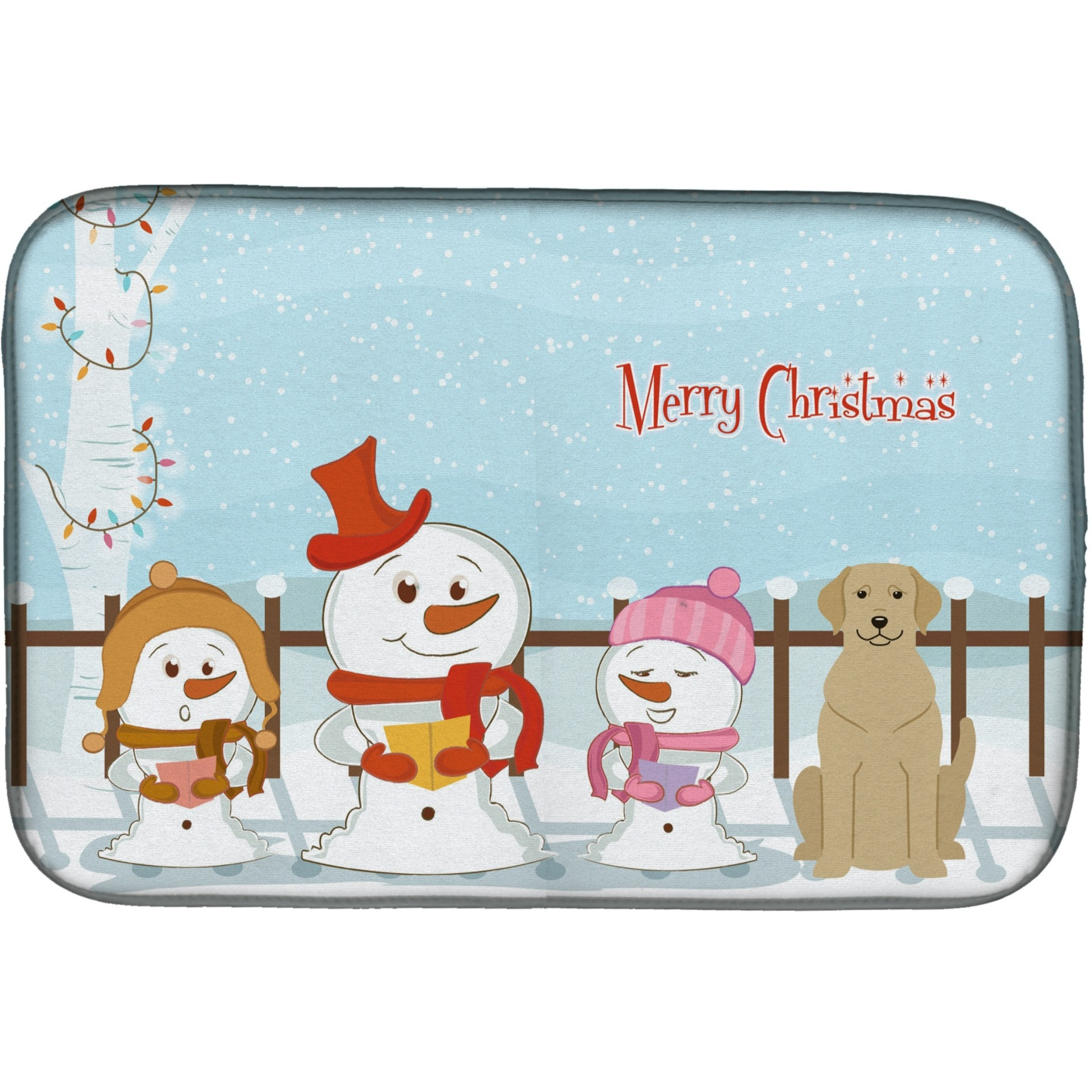 &quotCaroline's Treasures Merry Christmas Carolers Yellow Labrador Dish Drying Mat, 14"" x 21"""