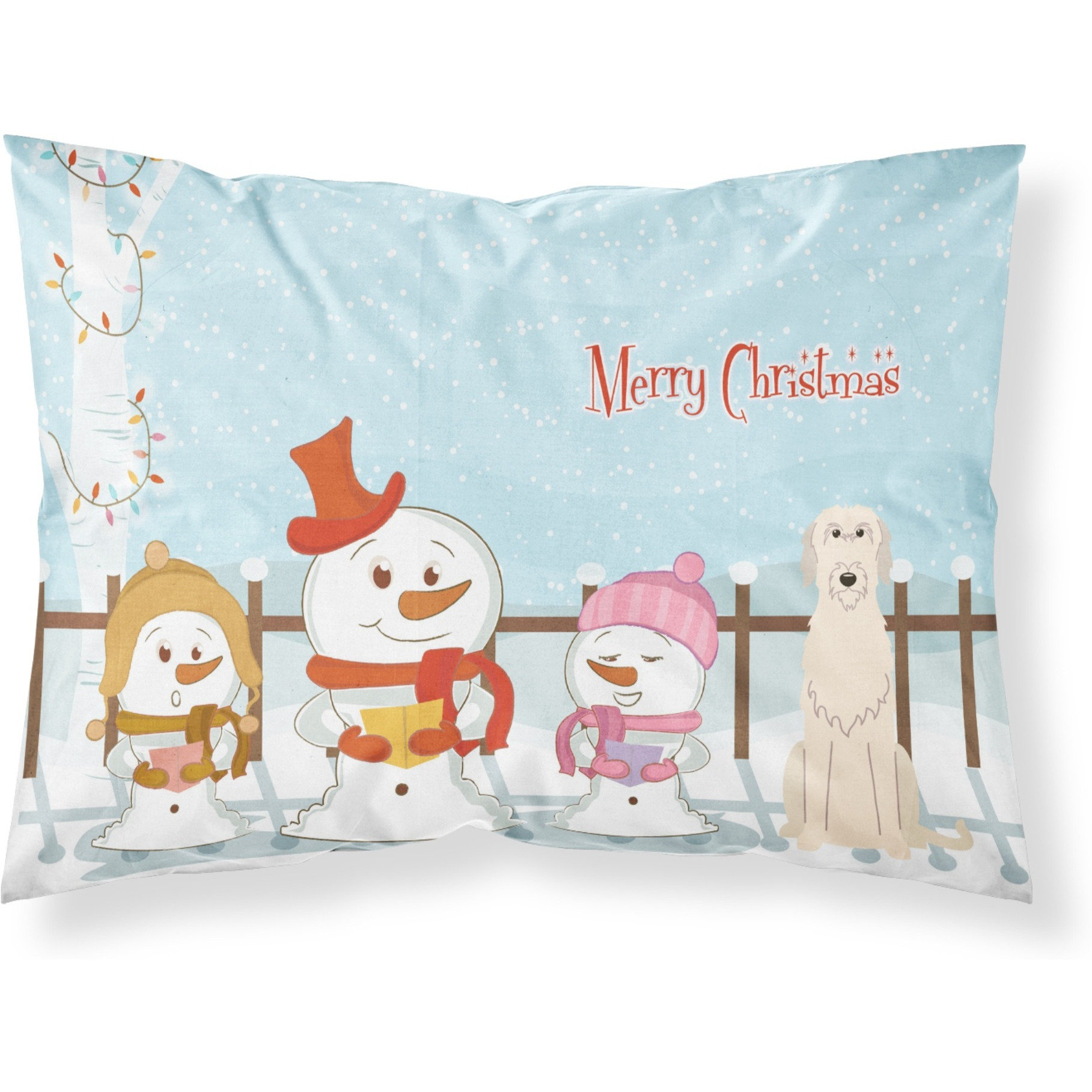 Caroline's Treasures Christmas Carolers Merry Irish Wolfhound Fabric Standard Pillowcase BB2396PILLOWCASE