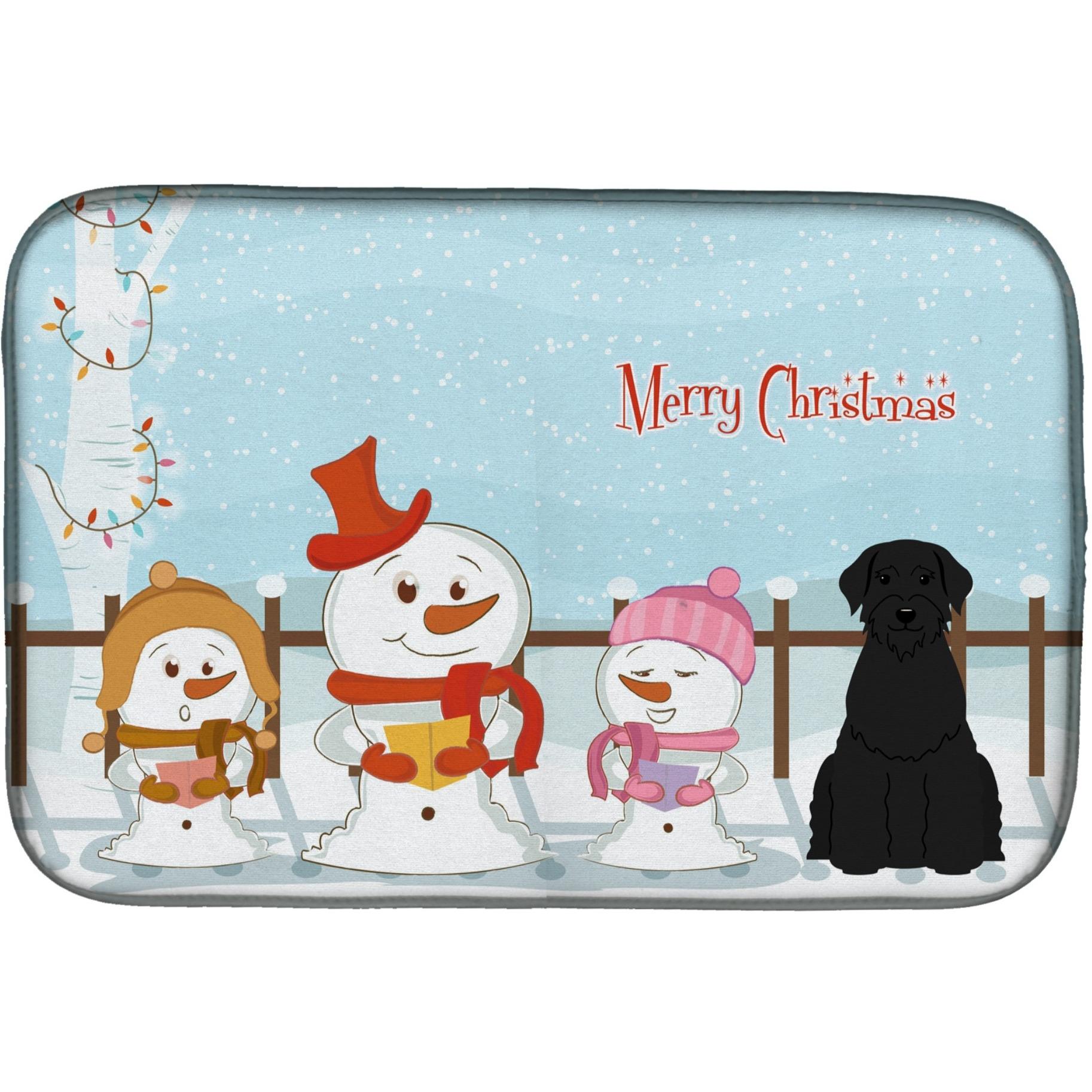 &quotCaroline's Treasures Merry Christmas Carolers Giant Schnauzer Dish Drying Mat, 14"" x 21"""