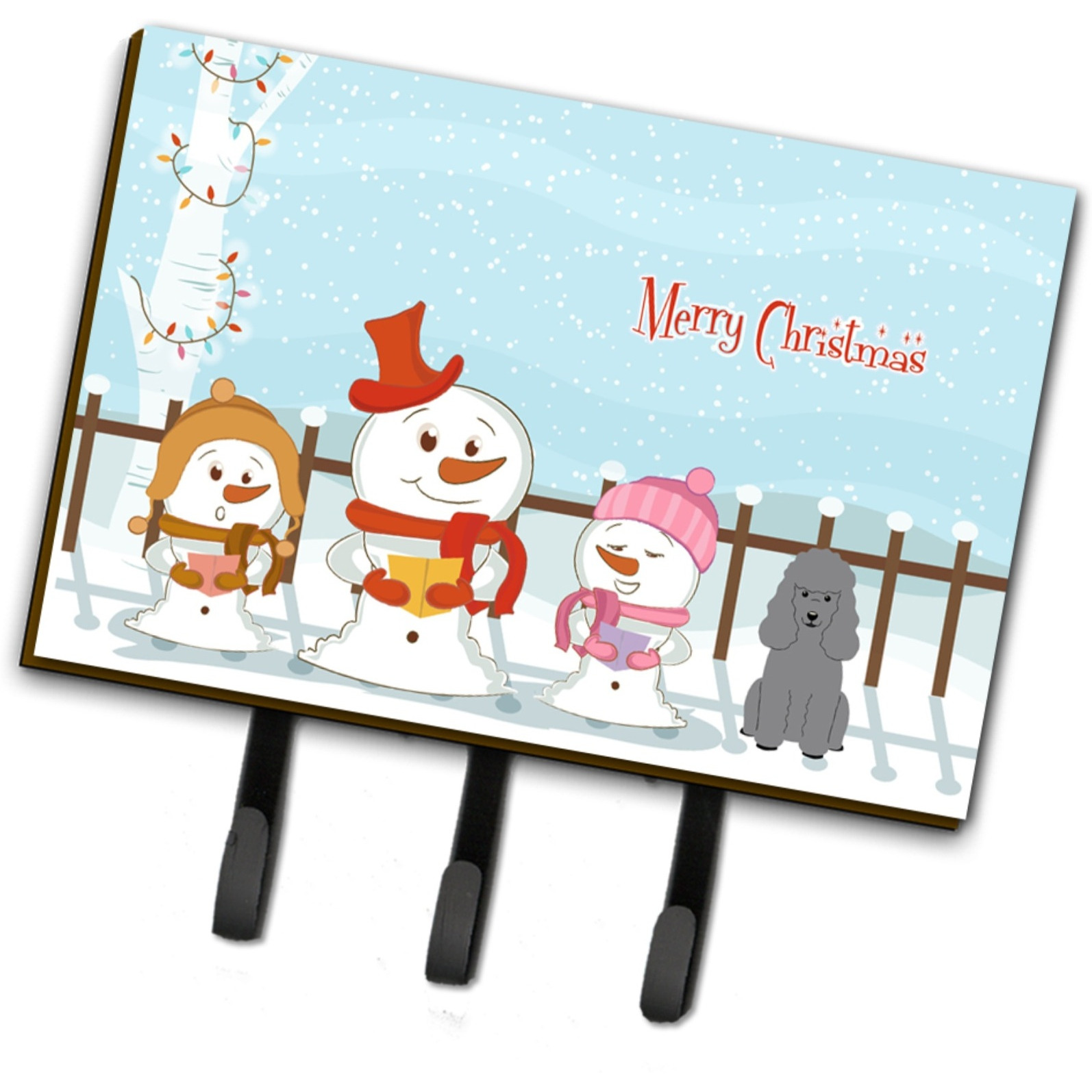 &quotCaroline's Treasures Christmas Carolers Merry Poodle Silver Leash or Key Holder BB2399TH68, Triple"
