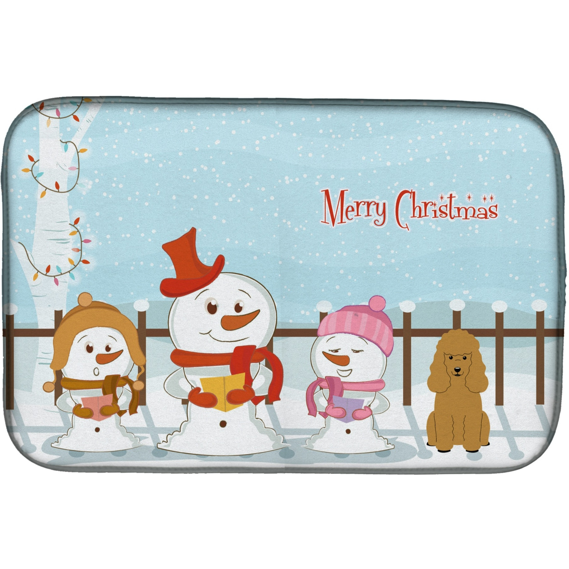 &quotCaroline's Treasures Merry Christmas Carolers Poodle Tan Dish Drying Mat, 14 X 21"