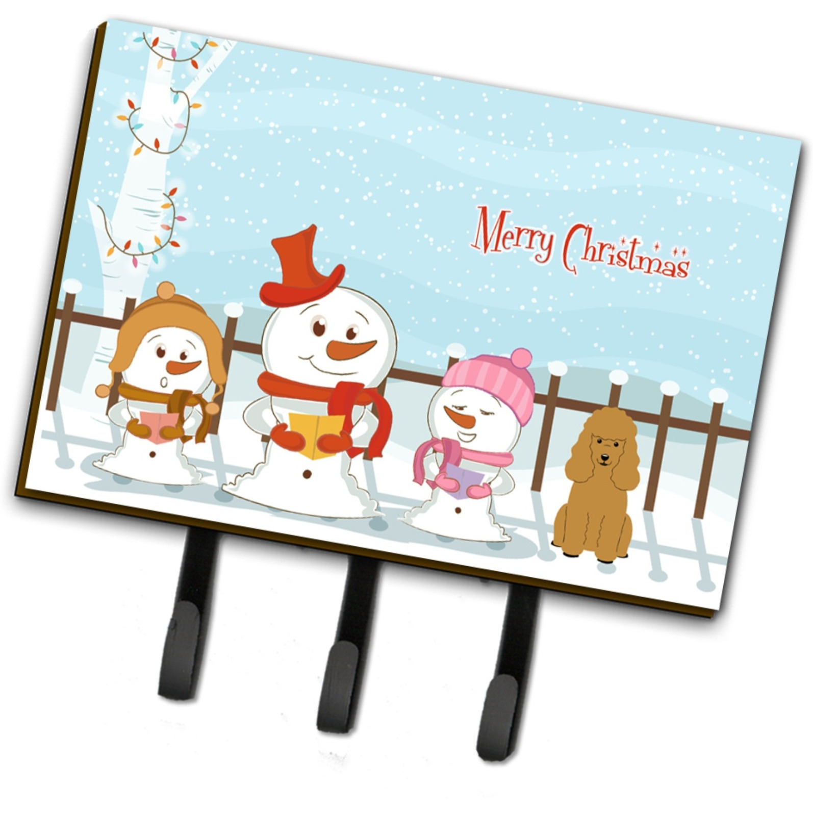 &quotCaroline's Treasures Christmas Carolers Merry Poodle Tan Leash or Key Holder BB2400TH68, Triple"