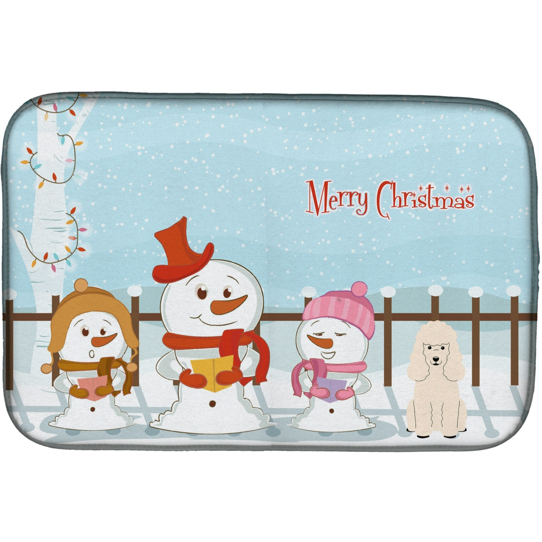 &quotCaroline's Treasures Merry Christmas Carolers Poodle Dish Drying Mat, 14"" x 21"""