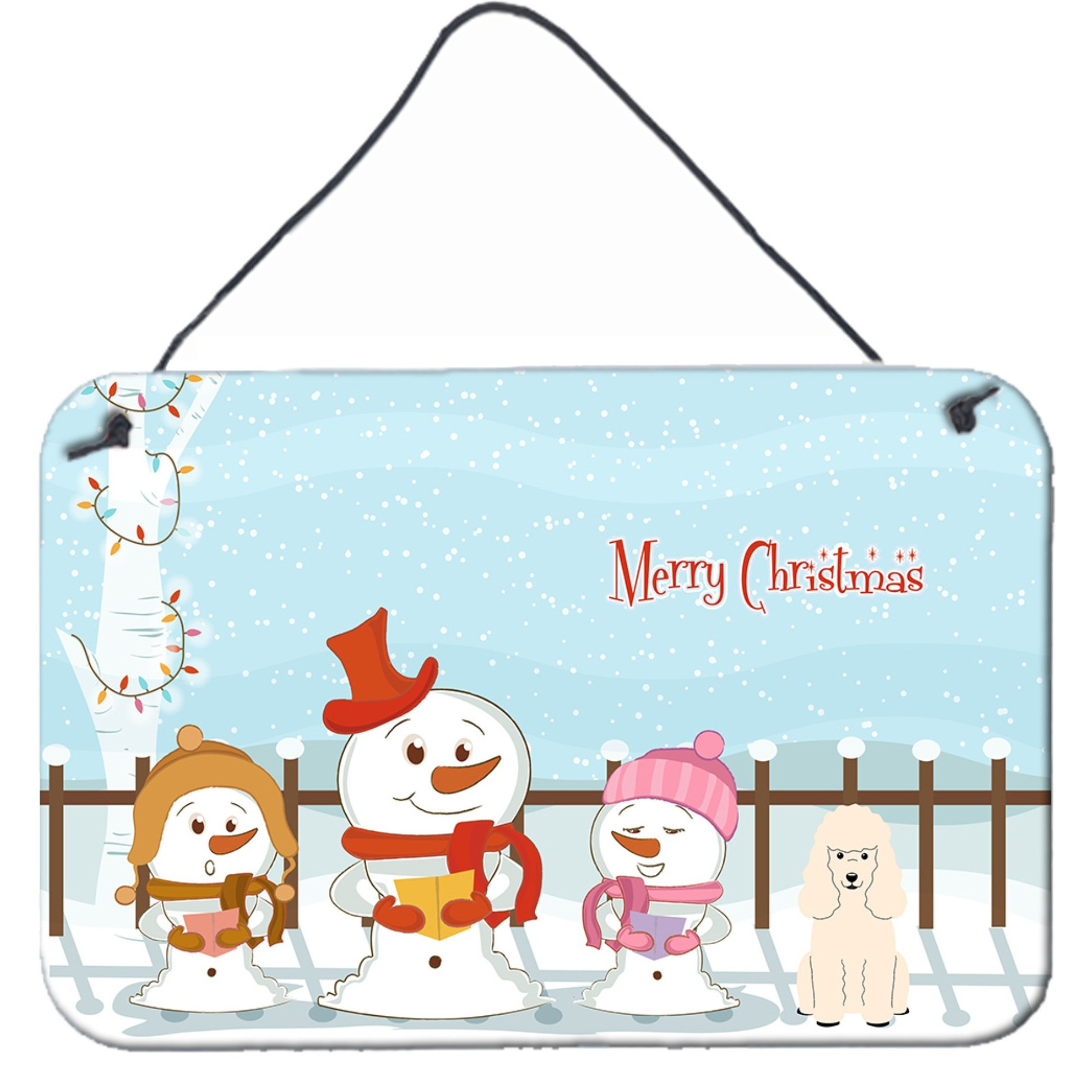 &quotCaroline's Treasures Merry Christmas Carolers Poodle White Wall or Door Hanging Prints BB2401DS812, 8"" x 12"", Multicolor"