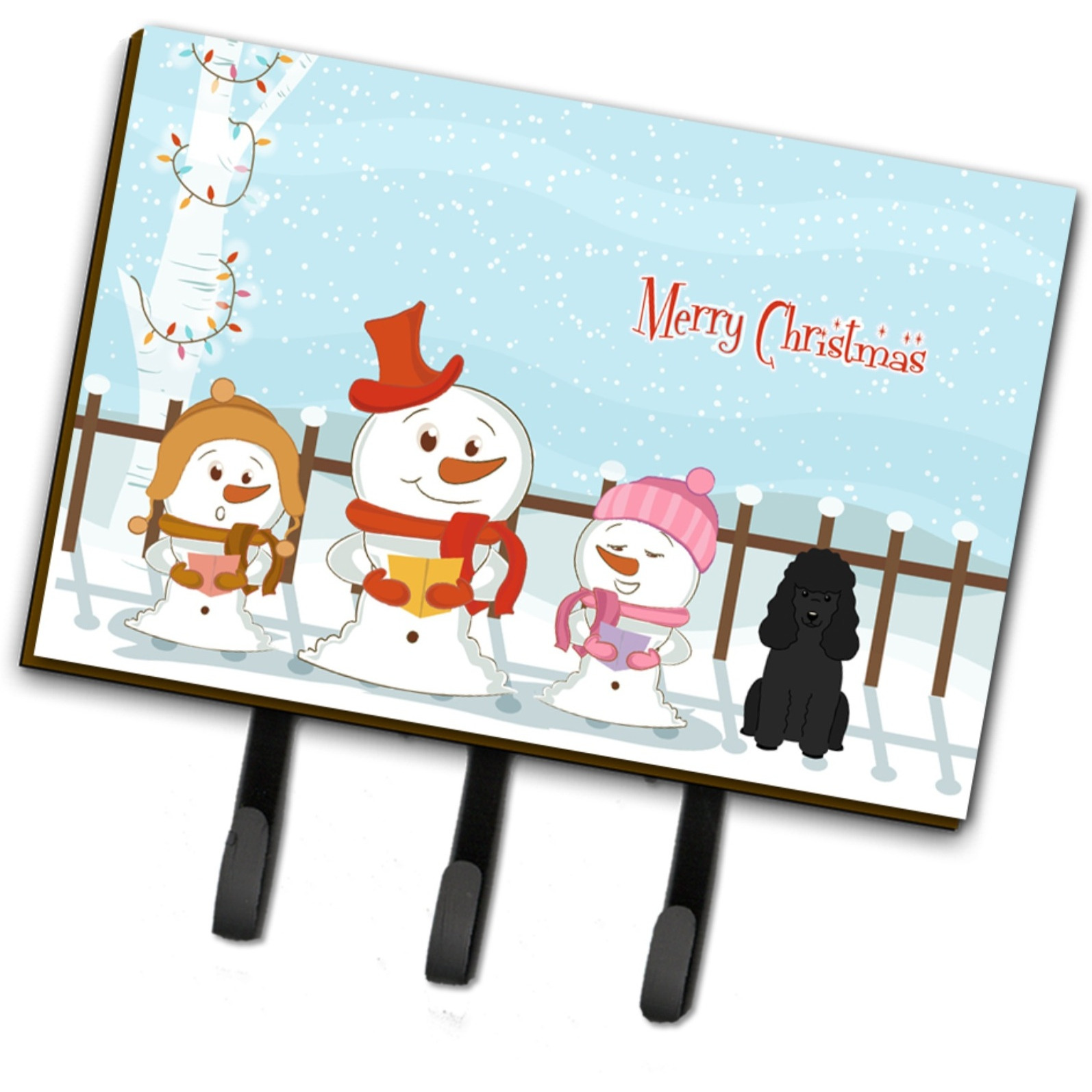 &quotCaroline's Treasures Christmas Carolers Merry Poodle Black Leash or Key Holder BB2402TH68, Triple"