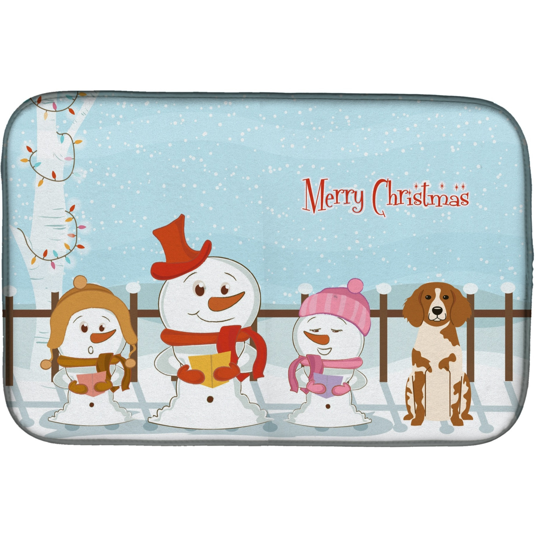 &quotCaroline's Treasures Merry Christmas Carolers Brittany Spaniel Dish Drying Mat, 14"" x 21"""