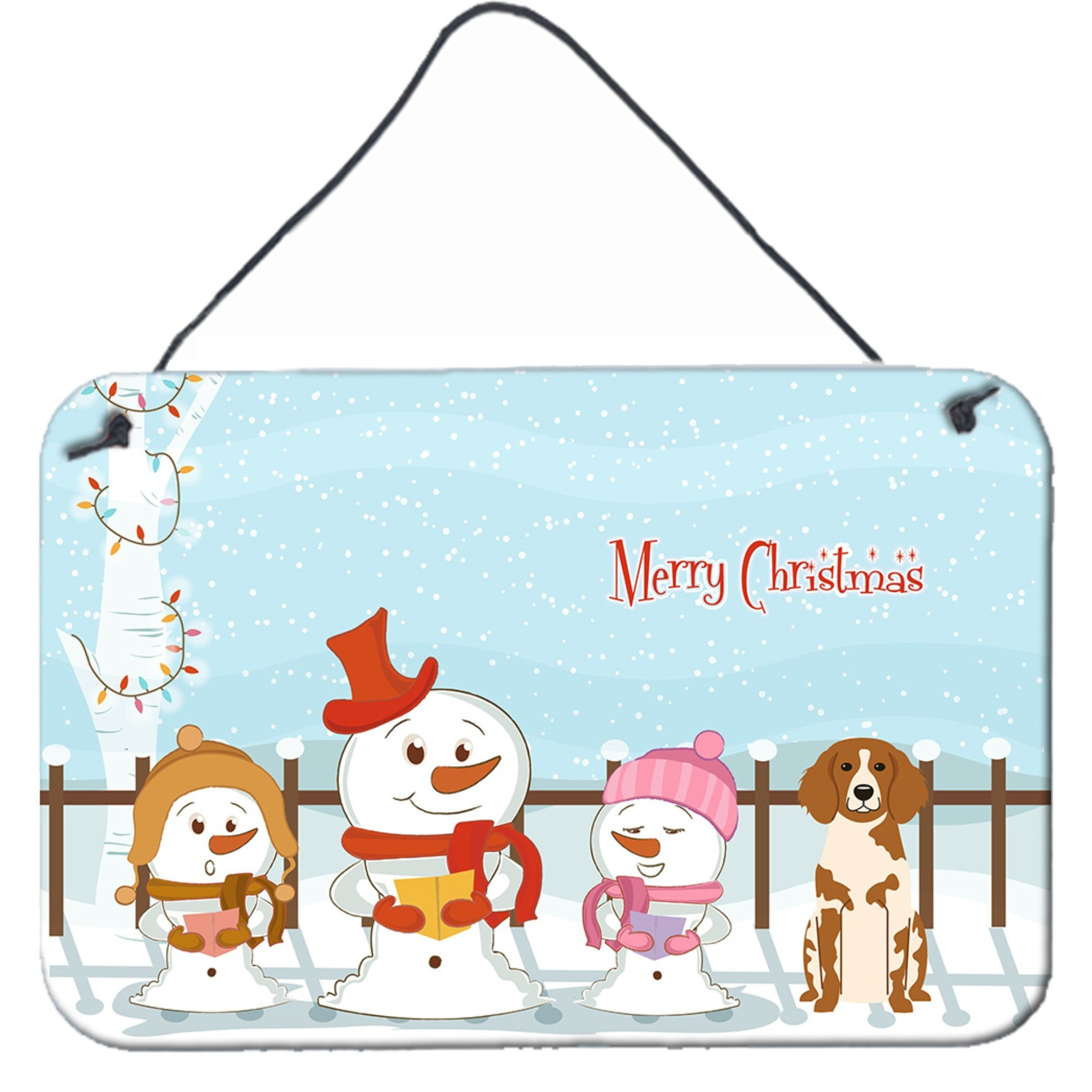 &quotCaroline's Treasures Christmas Carolers Merry Brittany Spaniel Wall or Door Hanging Prints BB2403DS812, 8"" x 12"""