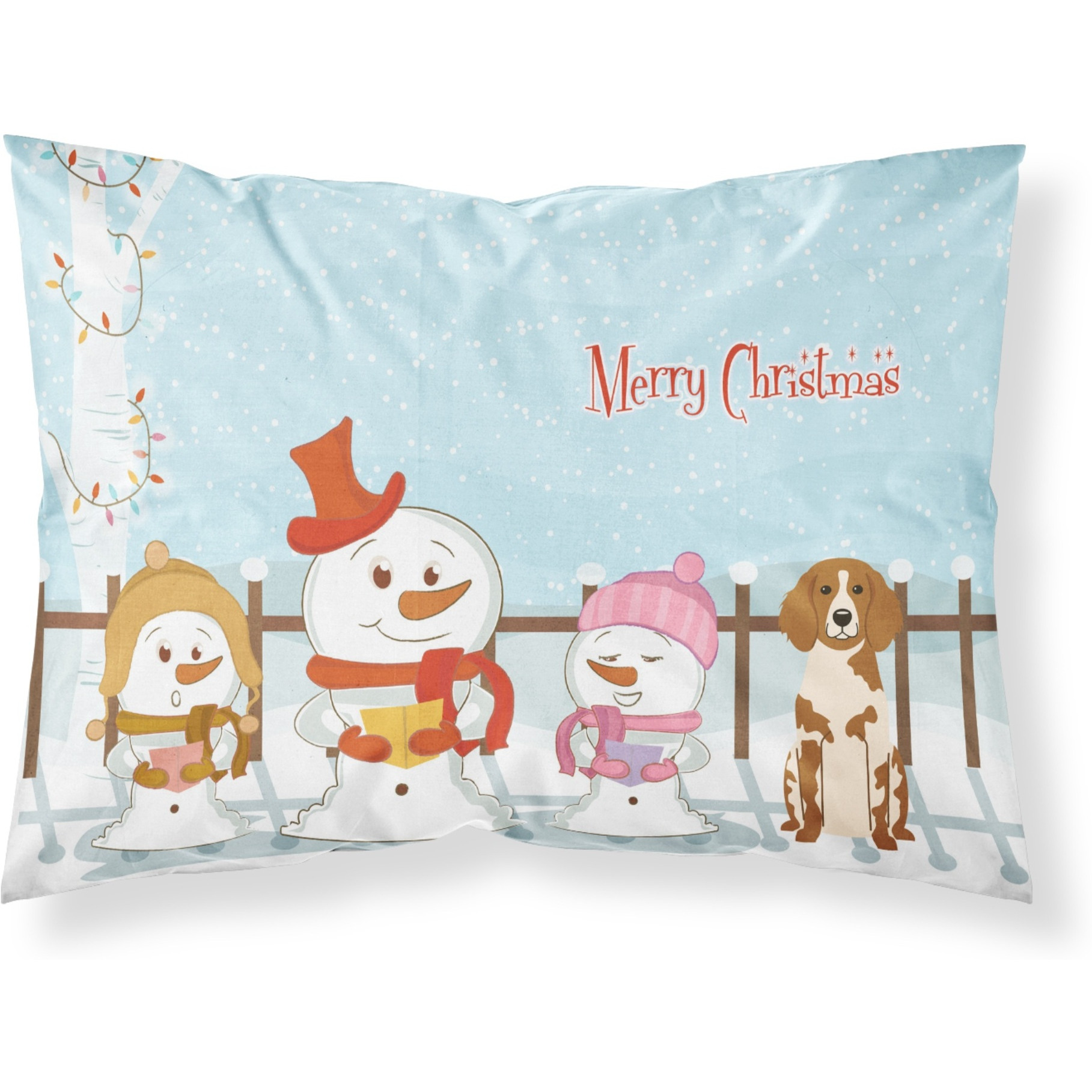 &quotCaroline's Treasures Merry Christmas Carolers Brittany Spaniel Fabric Standard Pillowcase BB2403PILLOWCASE, Multicolor"