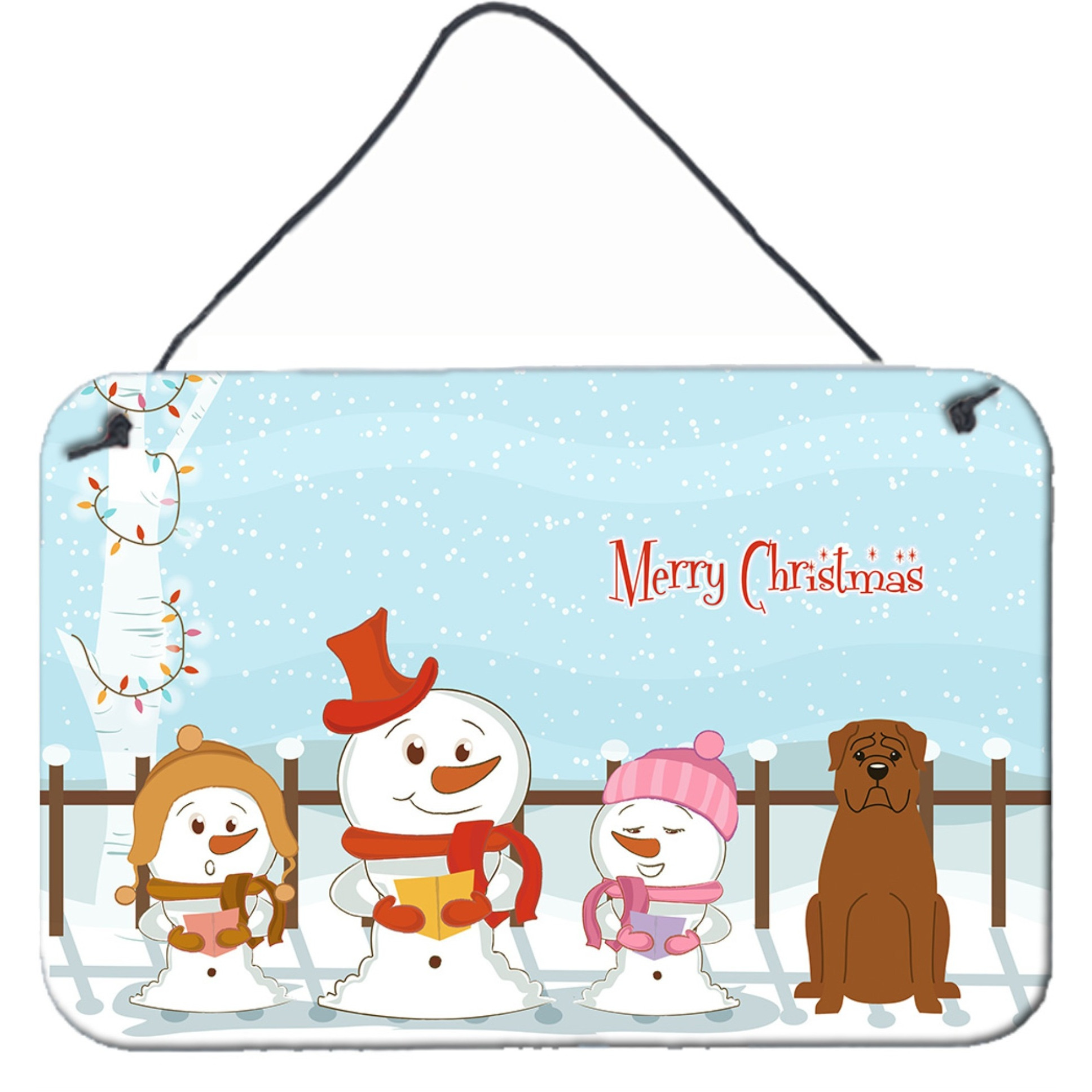 &quotCaroline's Treasures Christmas Carolers Merry Dogue de Bourdeaux Wall or Door Hanging Prints BB2404DS812, 8"" x 12"""