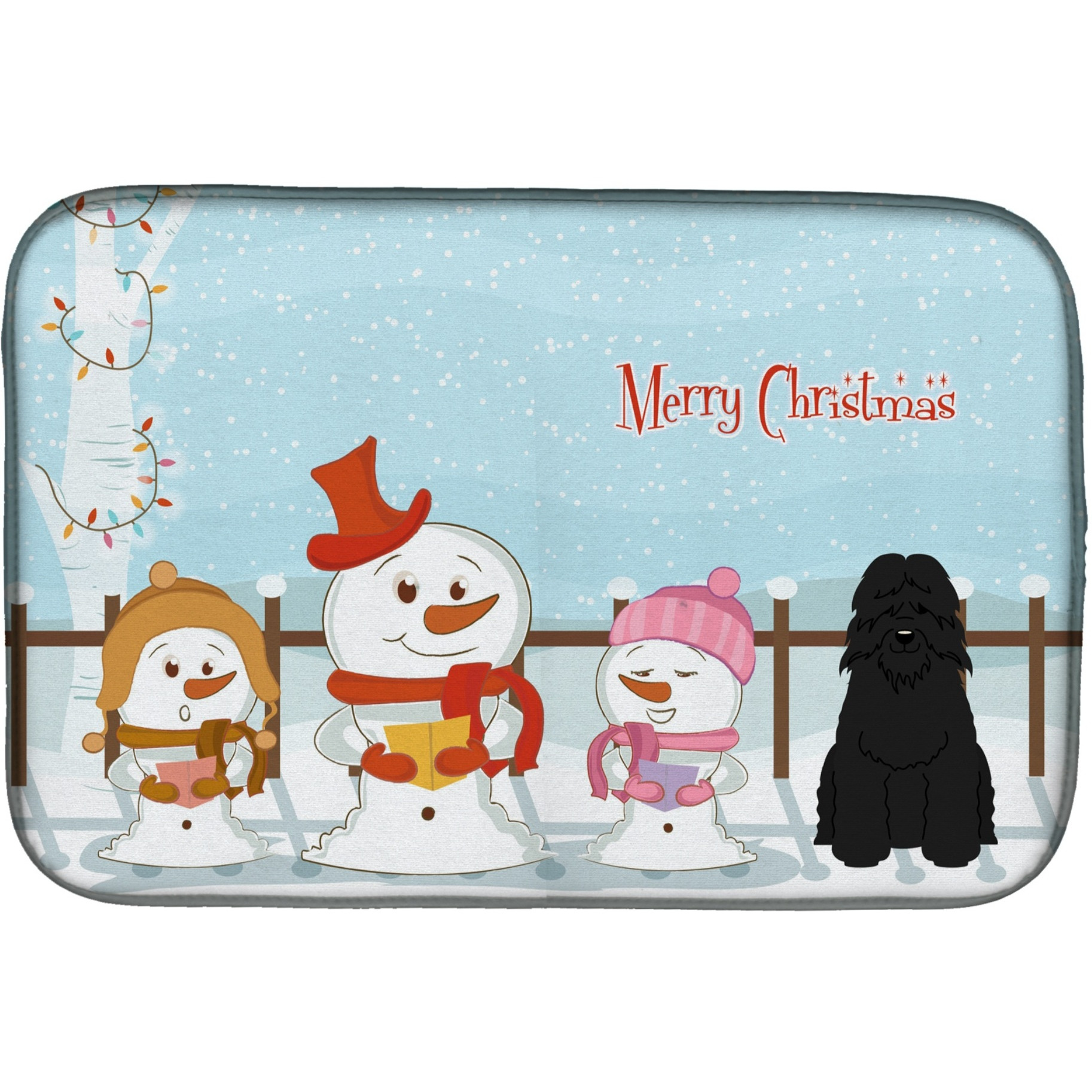 &quotCaroline's Treasures Merry Christmas Carolers Bouvier des Flandres Dish Drying Mat, 14"" x 21"""