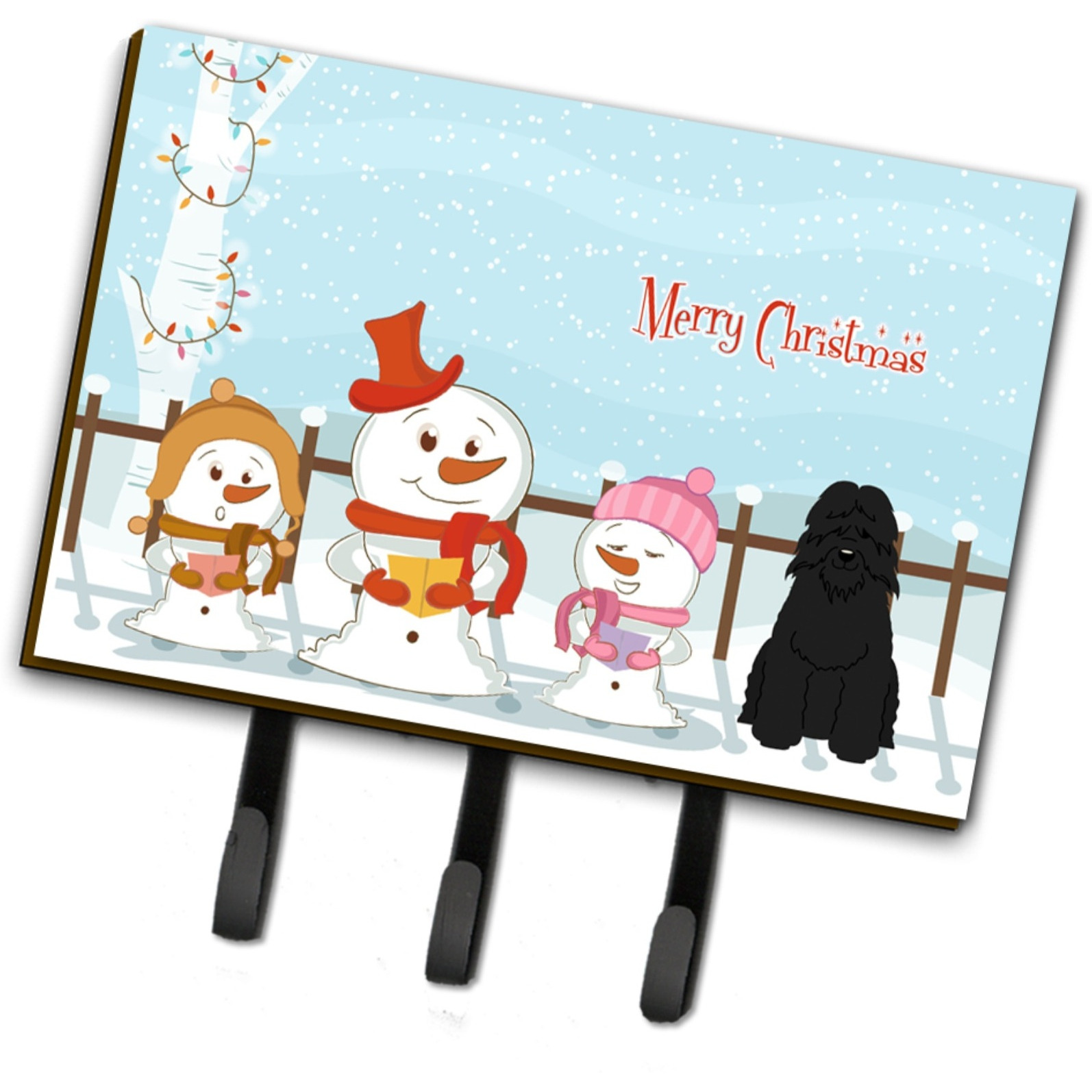 &quotCaroline's Treasures Merry Christmas Carolers Bouvier des Flandres Leash or Key Holder BB2405TH68, Triple, Multicolor"