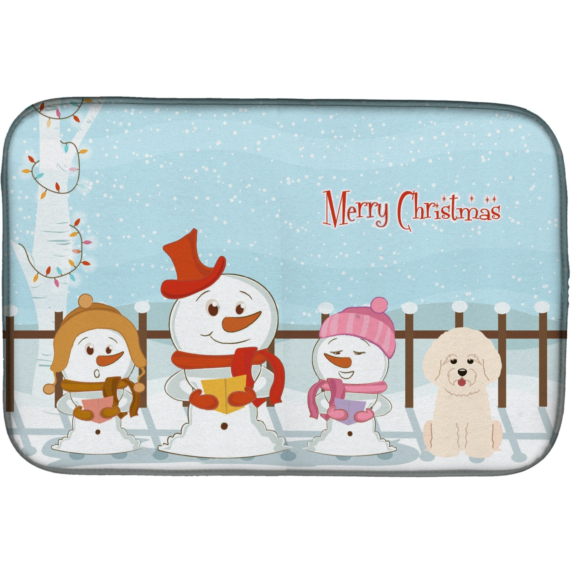 &quotCaroline's Treasures Merry Christmas Carolers Bichon Frise Dish Drying Mat, 14"" x 21"""