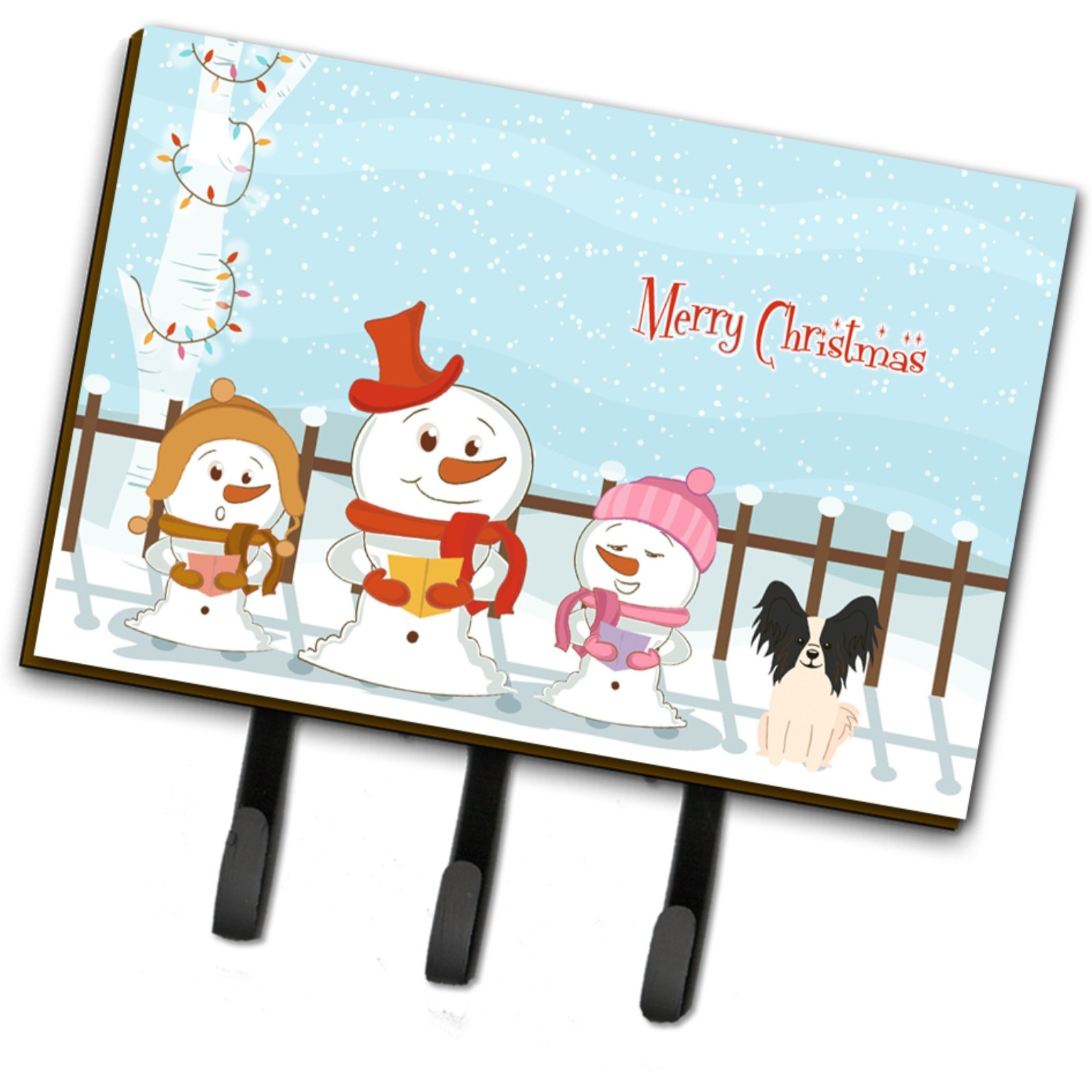 &quotCaroline's Treasures Merry Christmas Carolers Papillon Black White Leash or Key Holder BB2407TH68, Triple, Multicolor"