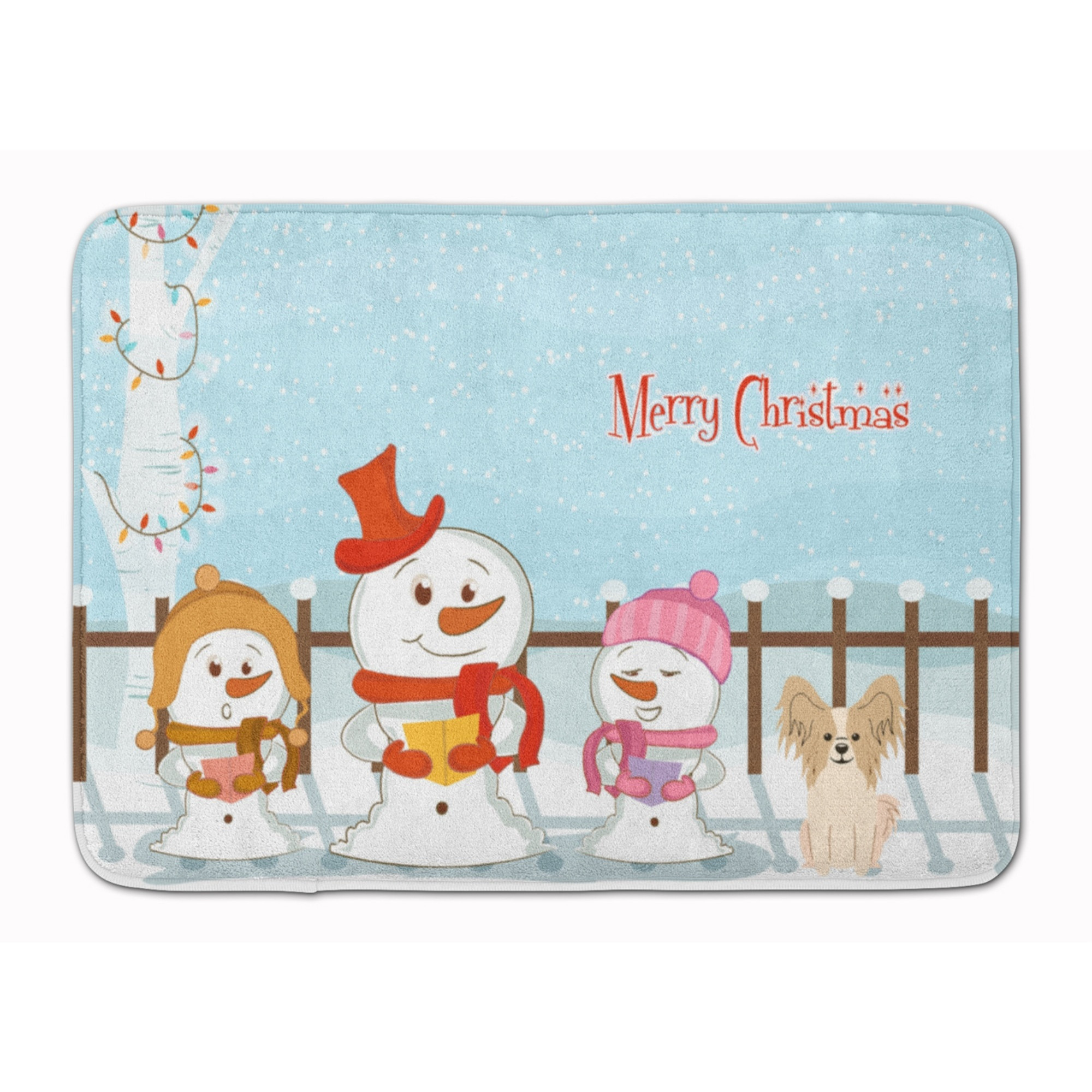 &quotCaroline's Treasures Merry Christmas Papillon Sable White Floor Mat, 19"" x 27"", Multicolor"
