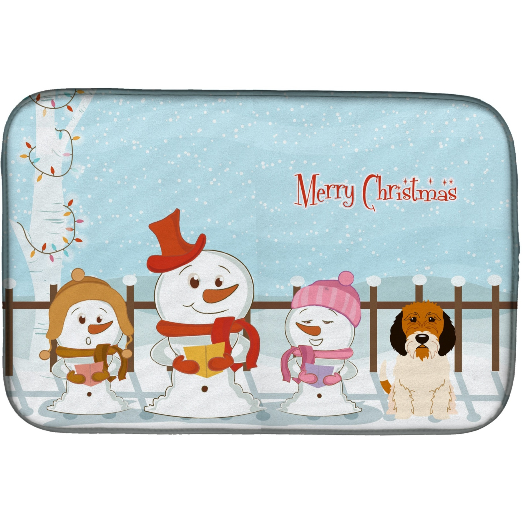 &quotCaroline's Treasures Merry Christmas Carolers Petit Basset Griffon Veenden Dish Drying Mat, 14 x 21"