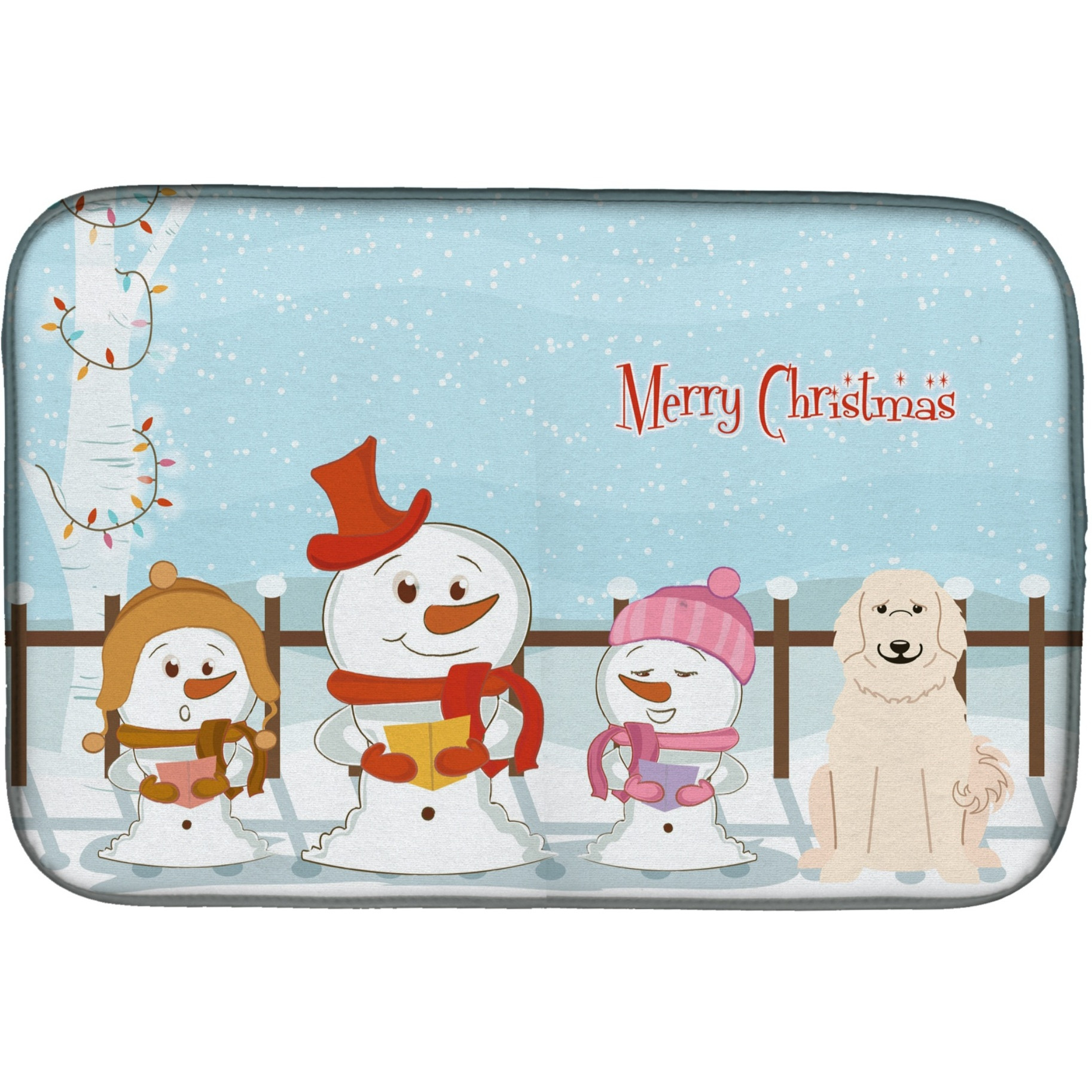 &quotCaroline's Treasures Merry Christmas Carolers Pyrenees Dish Drying Mat, 14"" x 21"""