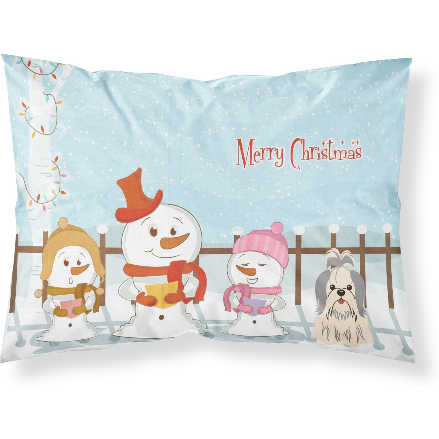 &quotCaroline's Treasures Merry Christmas Carolers Shih Tzu Silver White Fabric Standard Pillowcase BB2416PILLOWCASE, Multicolor"