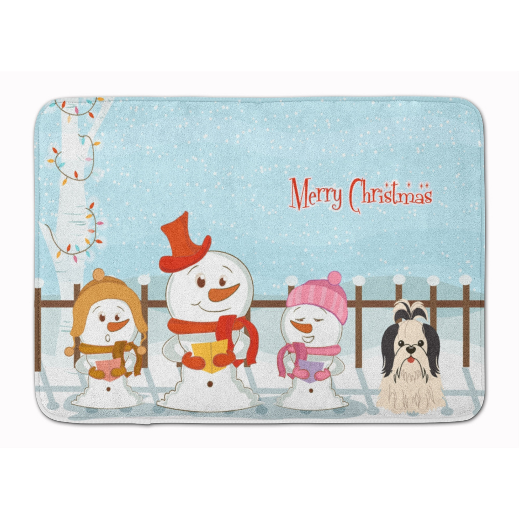 &quotCaroline's Treasures Merry Christmas Shih Tzu Black White Floor Mat, 19"" x 27"", Multicolor"